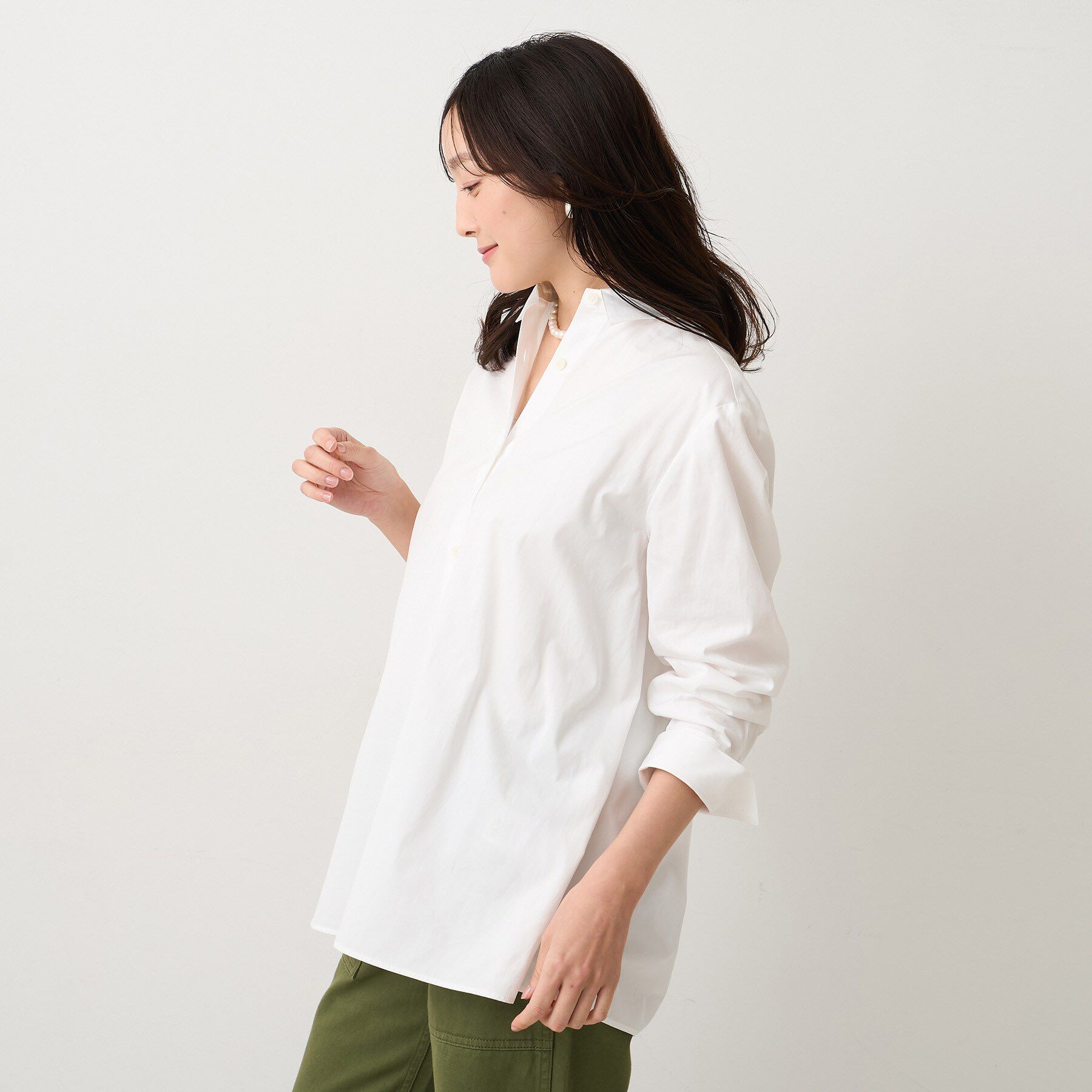 UNTITLED「【コットン100/洗える】コットンブロードAラインシャツ」|シャツ・ブラウス|