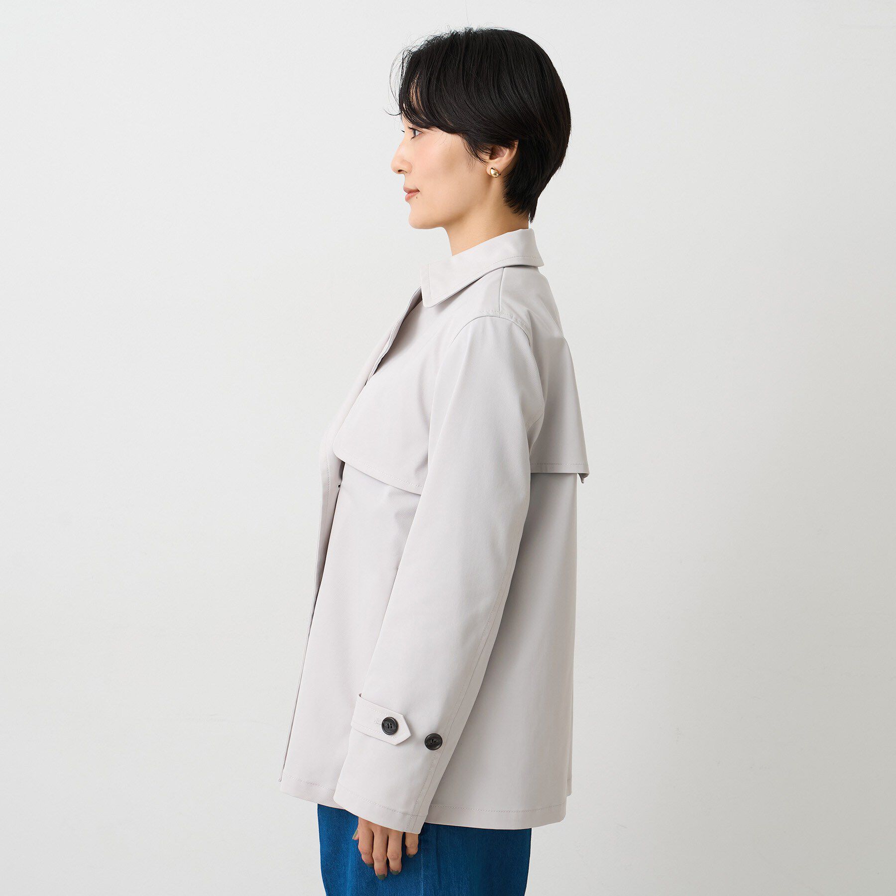 UNTITLED「【定番人気/はっ水/洗える】タスランショートトレンチコート」|トレンチコート|