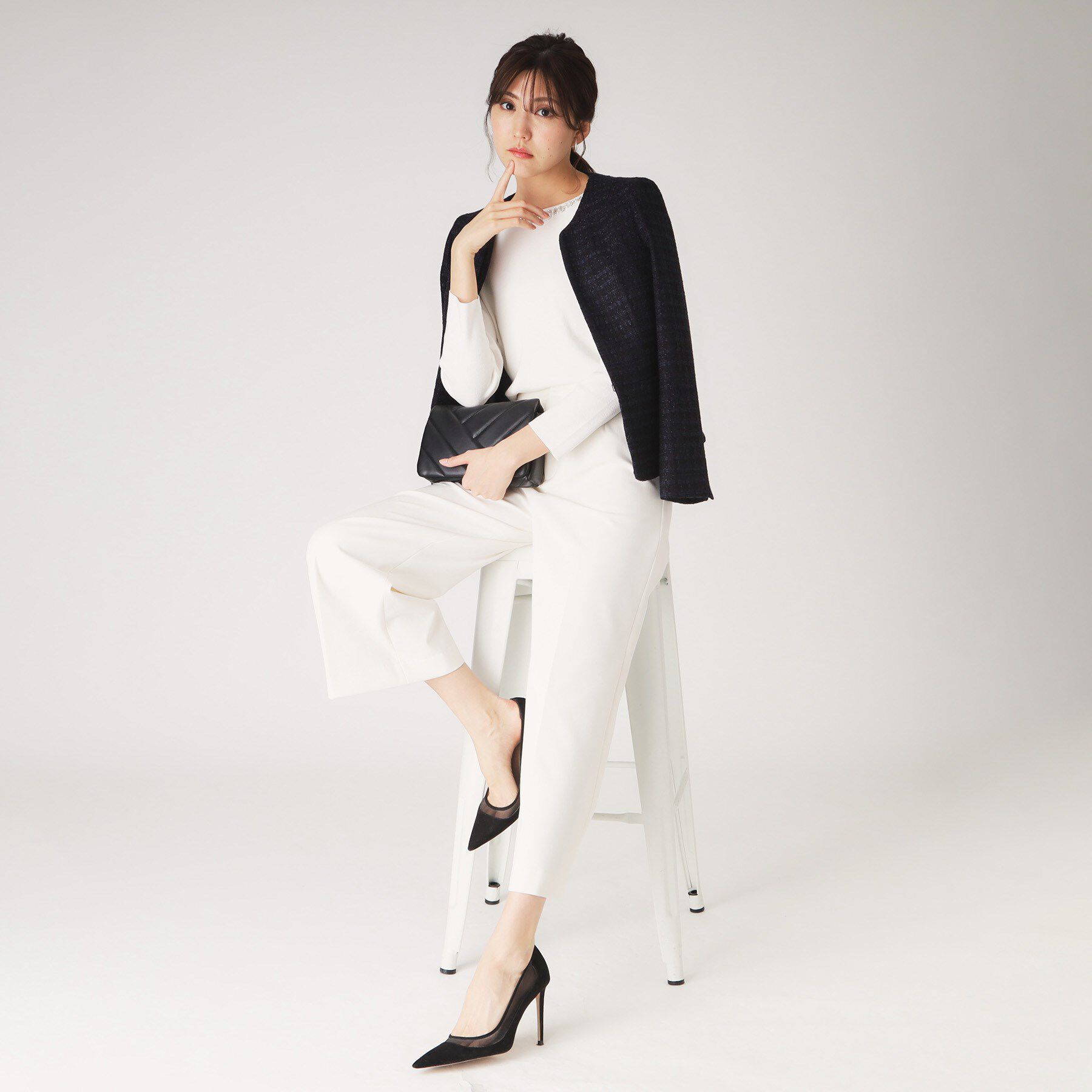 COUP DE CHANCE「【日本製】ファンシーツィードジャケット」|ノーカラージャケット|