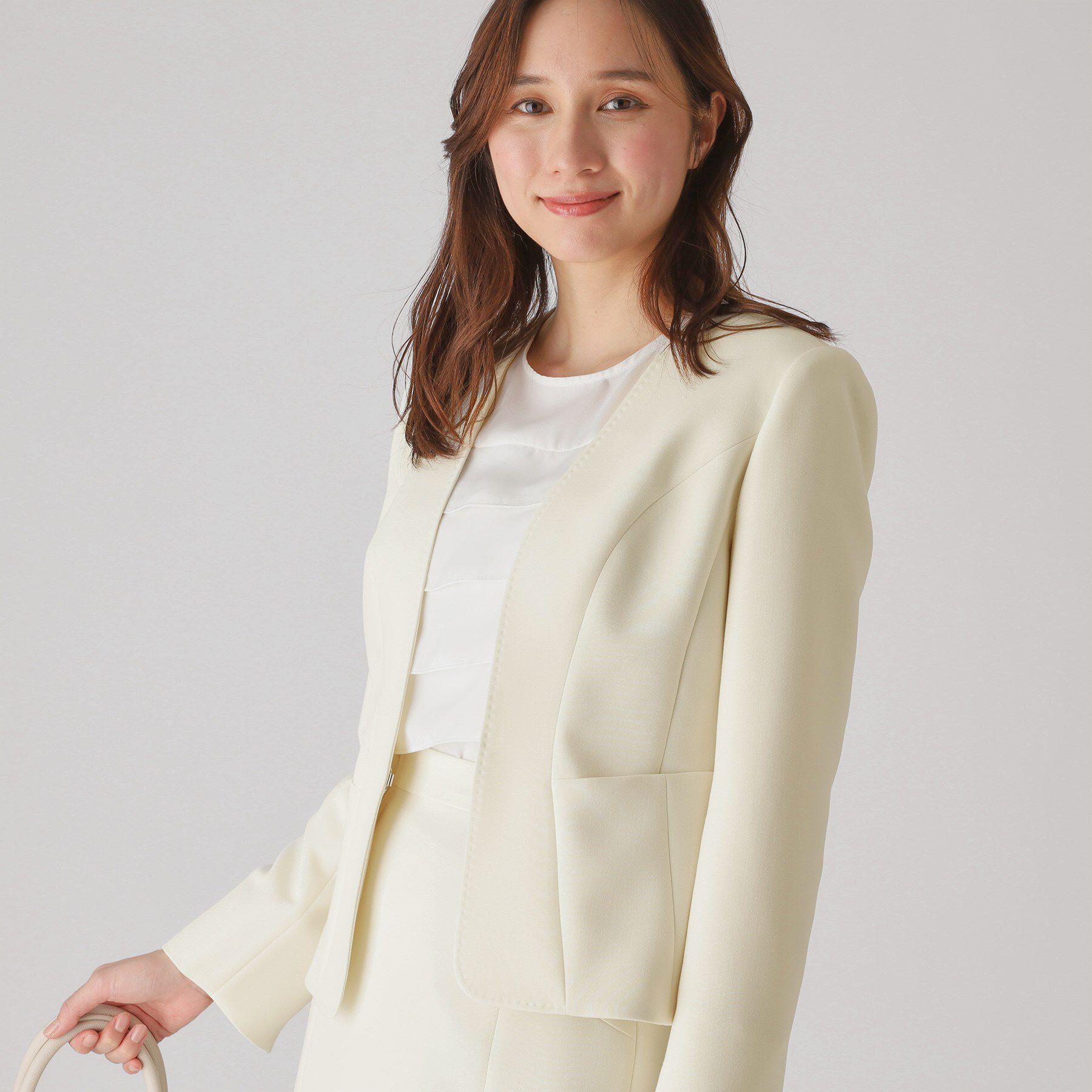 COUP DE CHANCE「【洗える／日本製】カラーレスジャケット」|ノーカラージャケット|