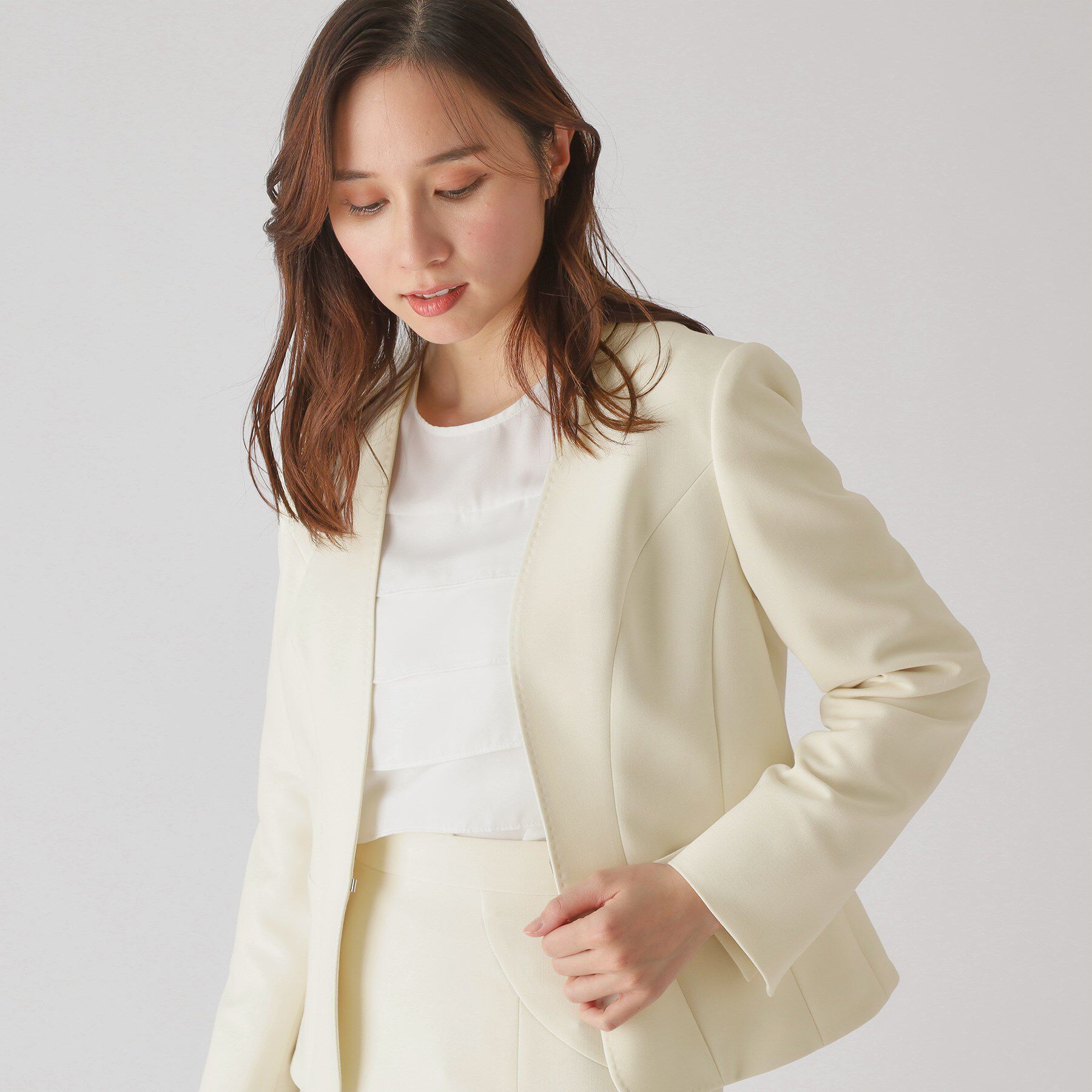 COUP DE CHANCE「【洗える／日本製】カラーレスジャケット」|ノーカラージャケット|