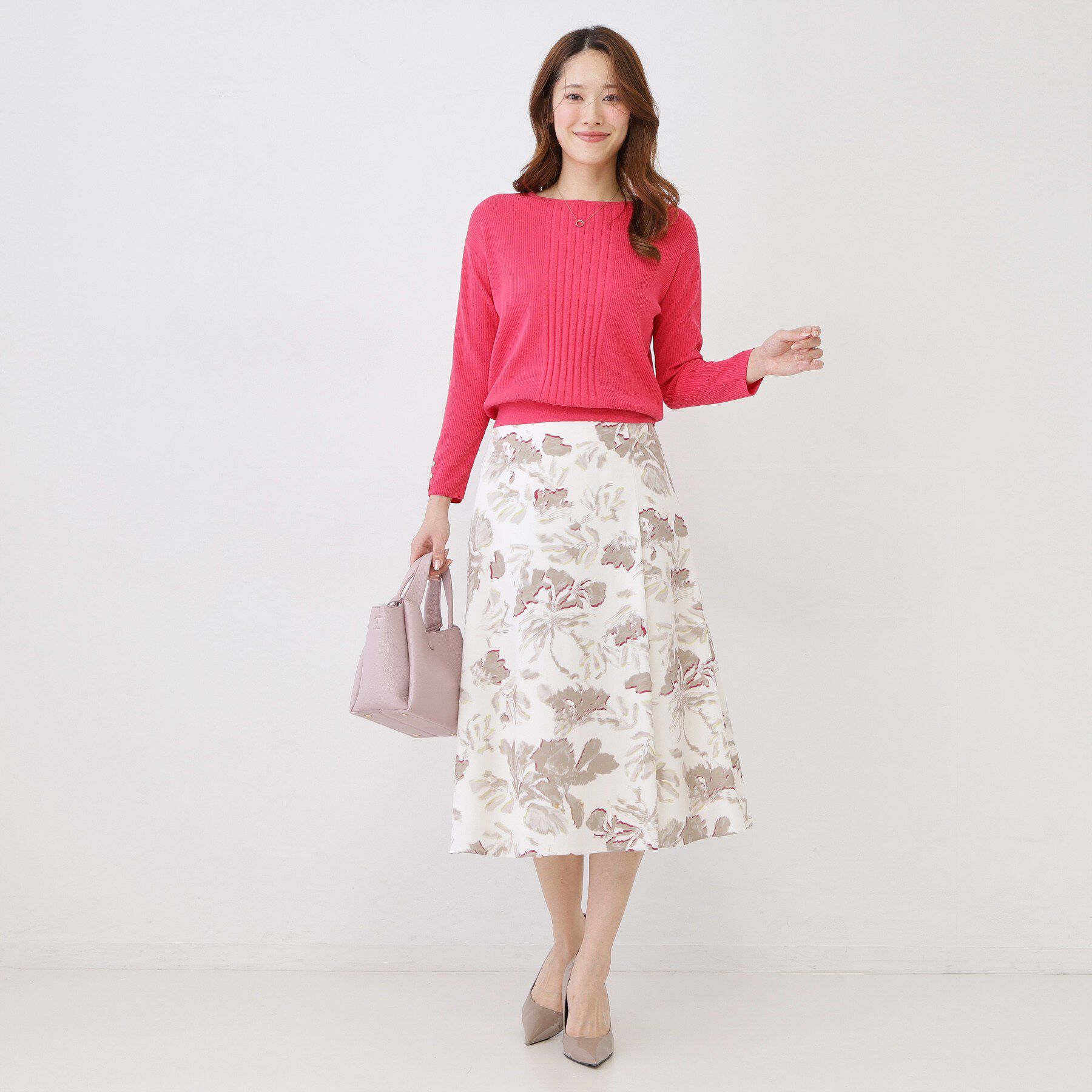 COUP DE CHANCE「【手洗い可／9分袖丈】リブ風ライン ニットトップス」|ニット・セーター|