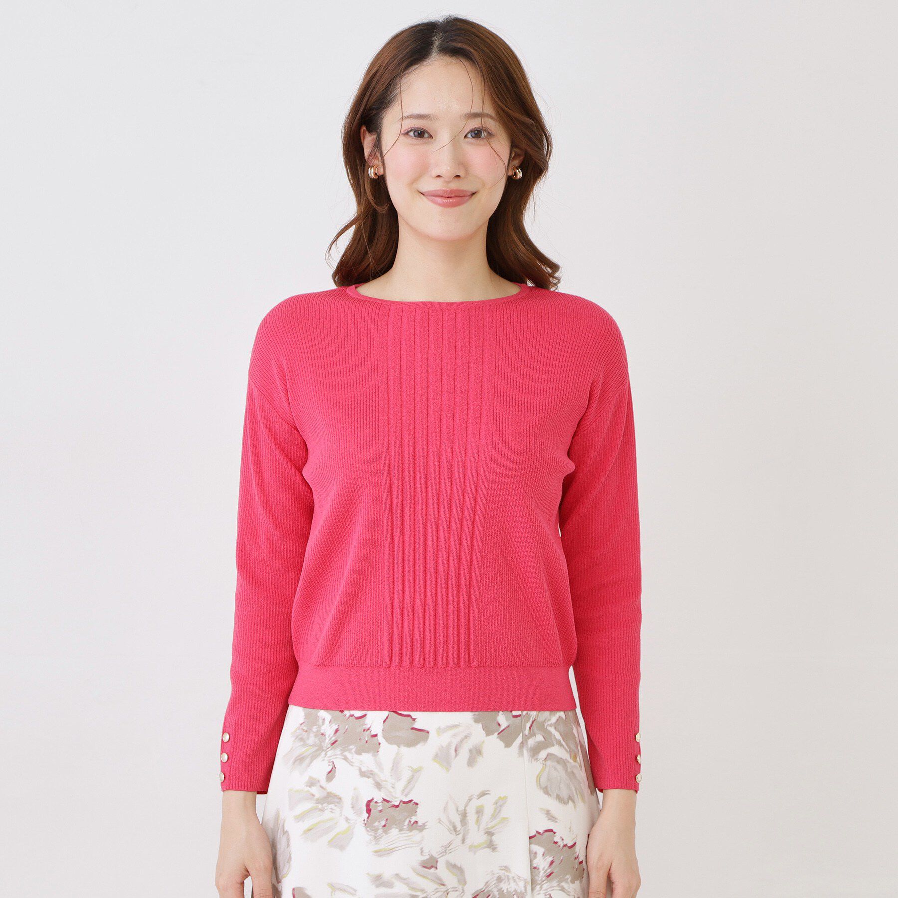 COUP DE CHANCE「【手洗い可／9分袖丈】リブ風ライン ニットトップス」|ニット・セーター|