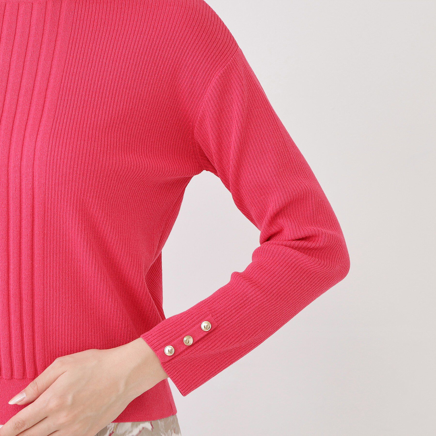 COUP DE CHANCE「【手洗い可／9分袖丈】リブ風ライン ニットトップス」|ニット・セーター|