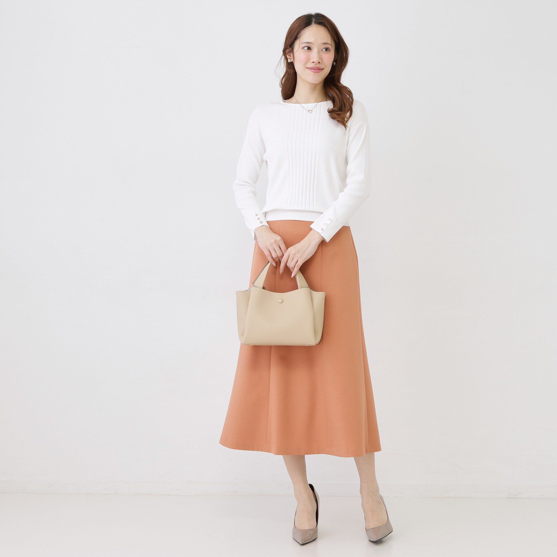 COUP DE CHANCE「【手洗い可／9分袖丈】リブ風ライン ニットトップス」|ニット・セーター|