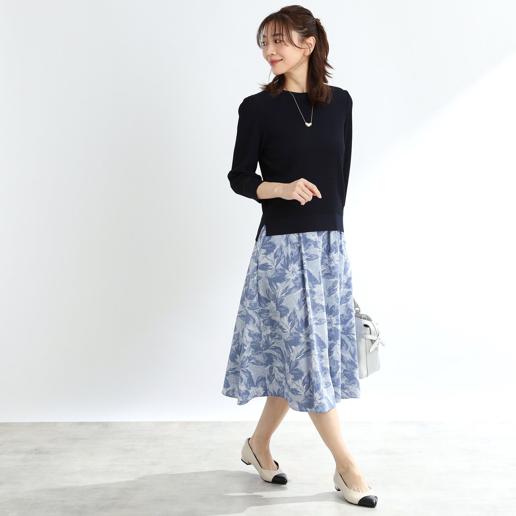 Reflect「【マシンウォッシュ可】デニムフラワーフレアスカート」|スカート|