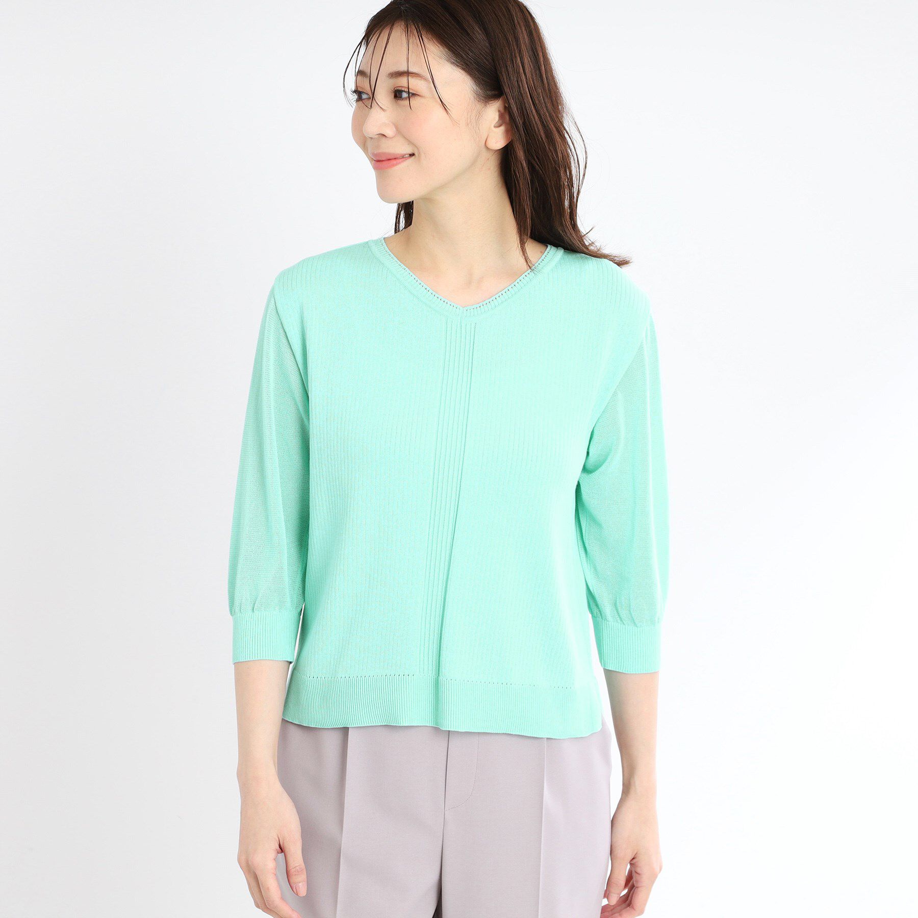 Reflect「【WEB先行カラーあり／手洗い可】透かし柄デザインニット」|ニット・セーター|