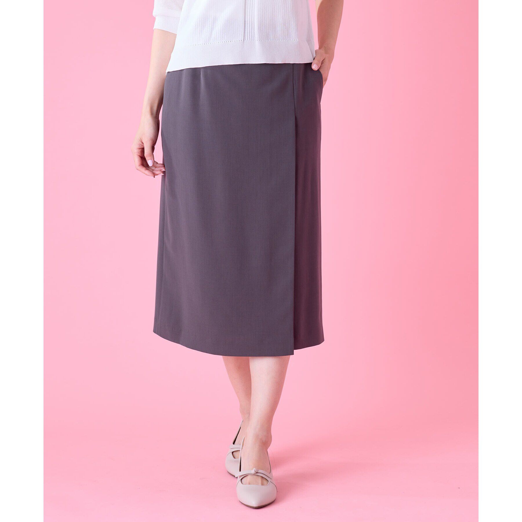 Reflect「【UVカット／洗える／セットアップ可】ラップ風ナロースカート」|スカート|