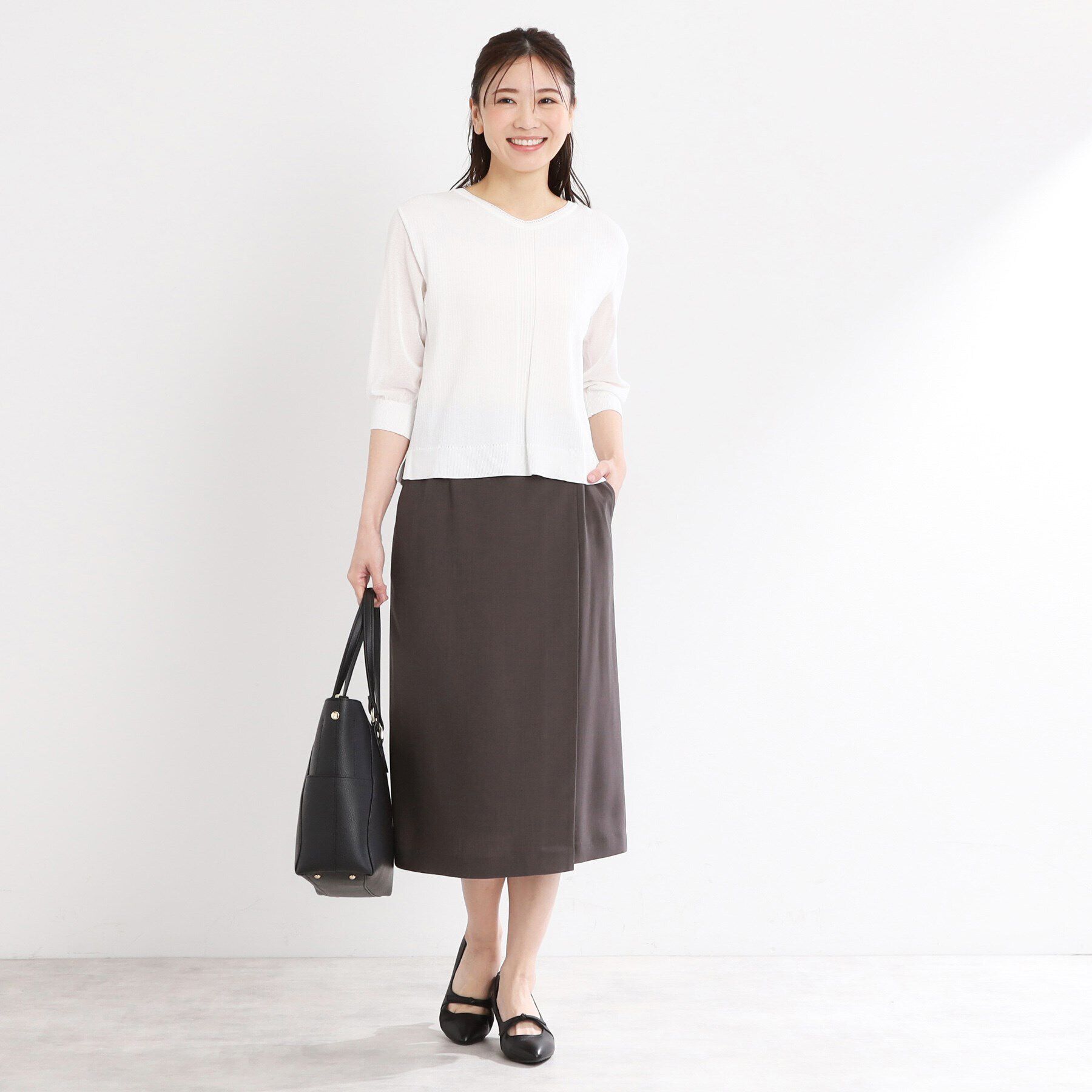 Reflect「【UVカット／洗える／セットアップ可】ラップ風ナロースカート」|スカート|