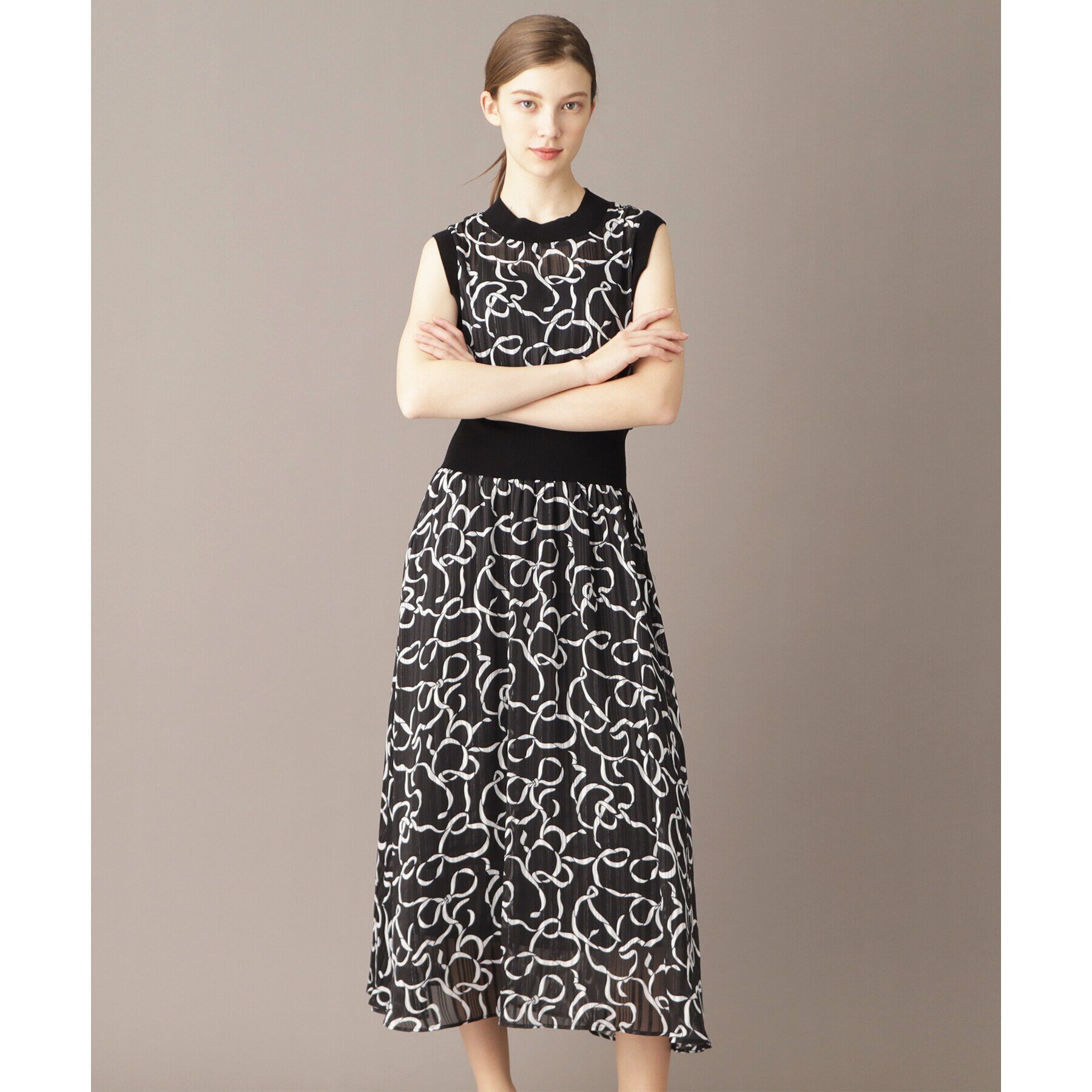 DRESSTERIOR「シアーリボンテーププリントドレス」|ワンピース|