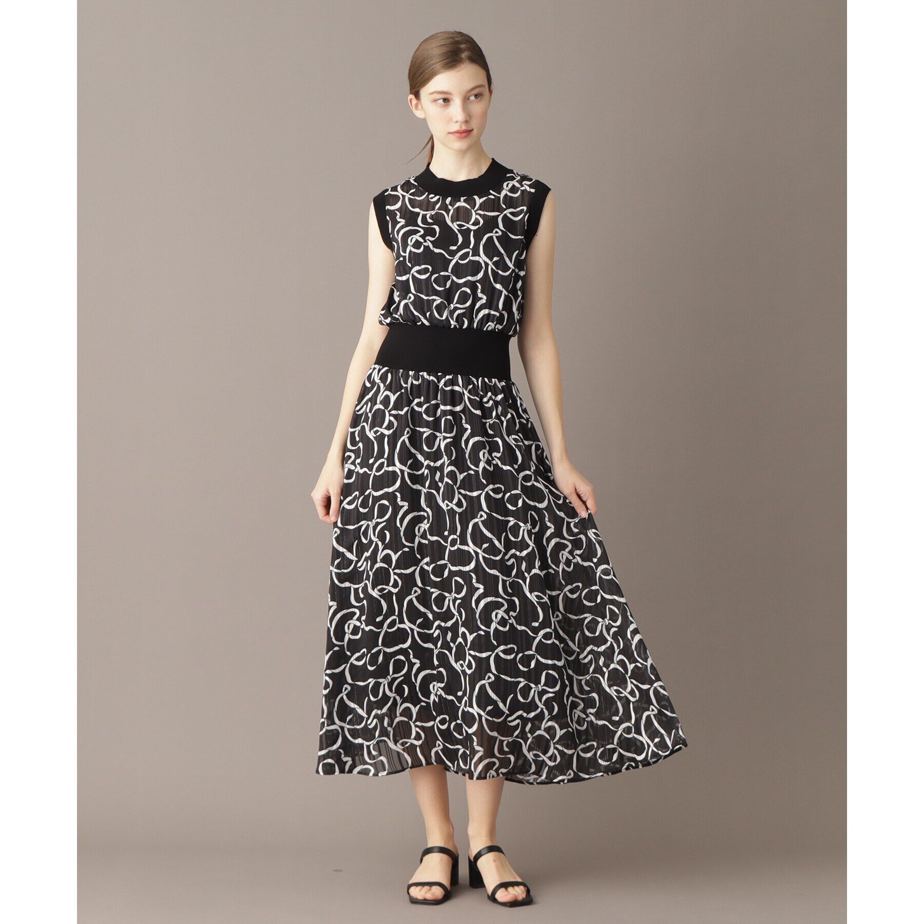 DRESSTERIOR「シアーリボンテーププリントドレス」|ワンピース|