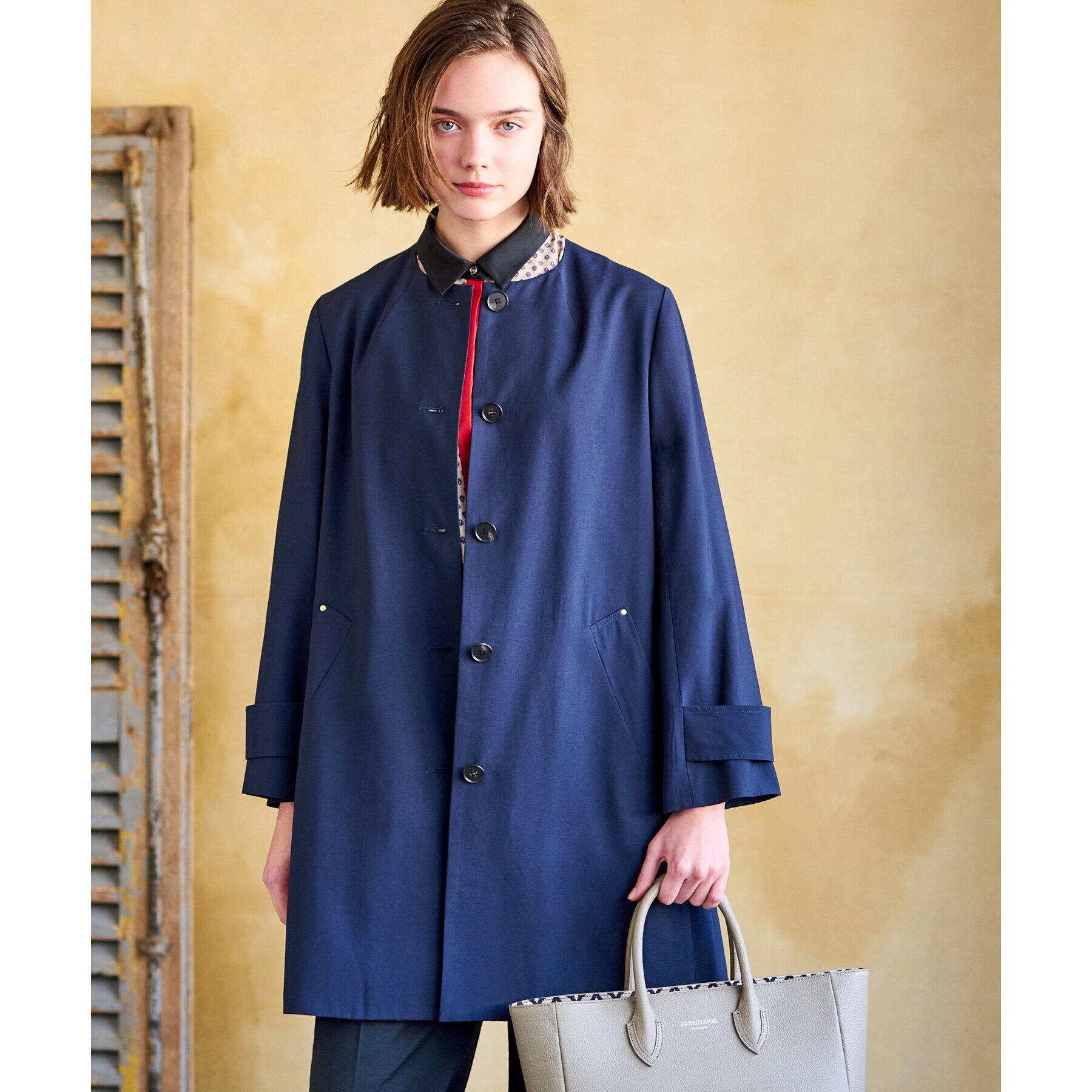 DRESSTERIOR「【セレモニー対応】ノーカラーコート」|ノーカラーコート|ネイビー(094)