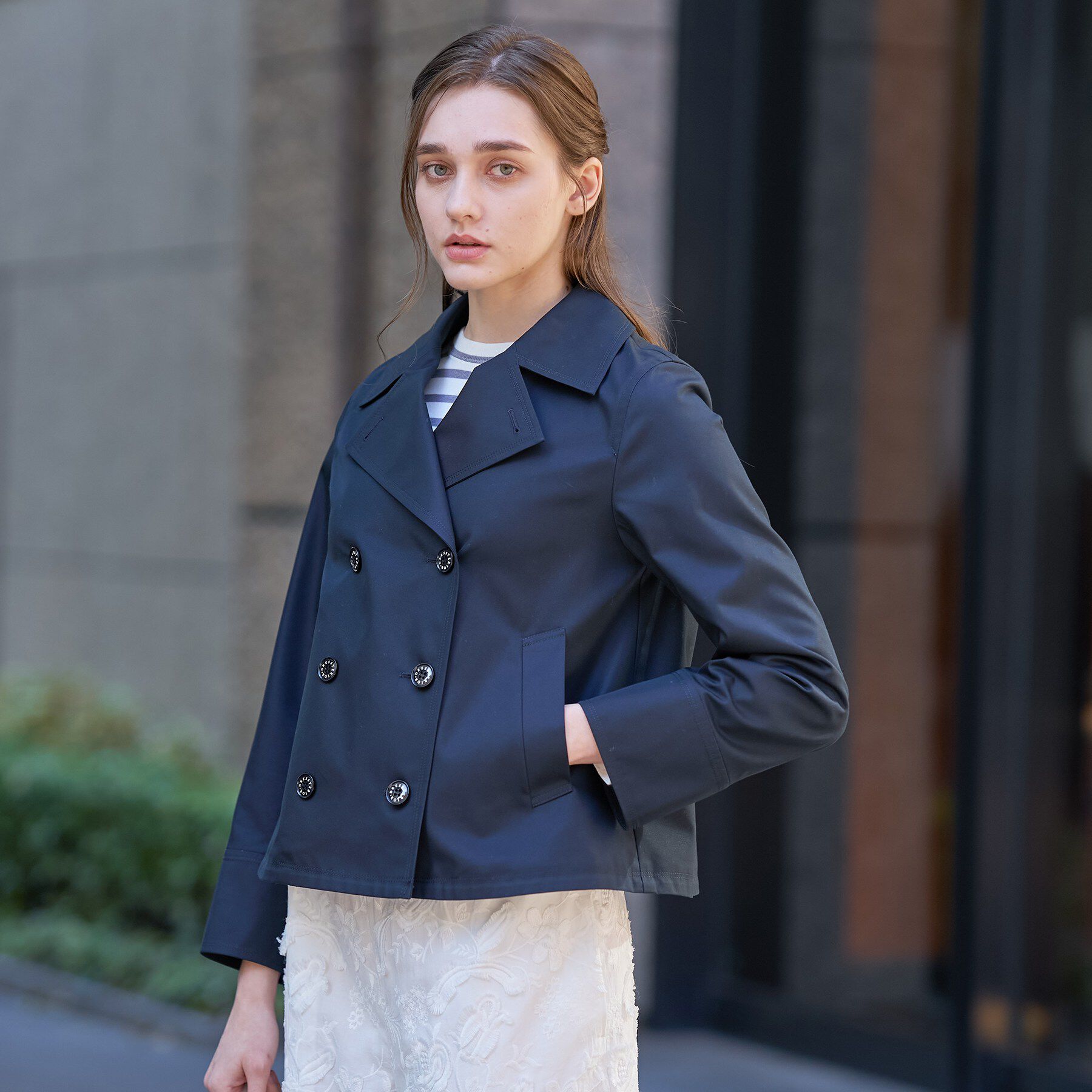 DRESSTERIOR「【撥水素材】Aラインショートトレンチジャケット」|トレンチコート|