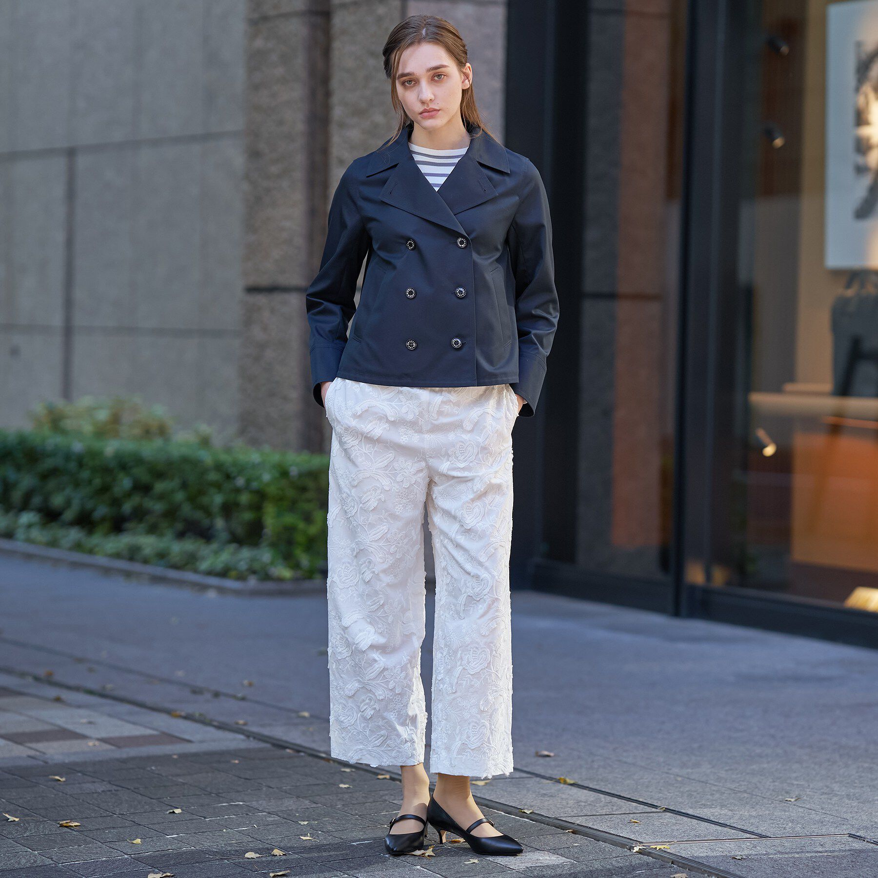 DRESSTERIOR「【撥水素材】Aラインショートトレンチジャケット」|トレンチコート|