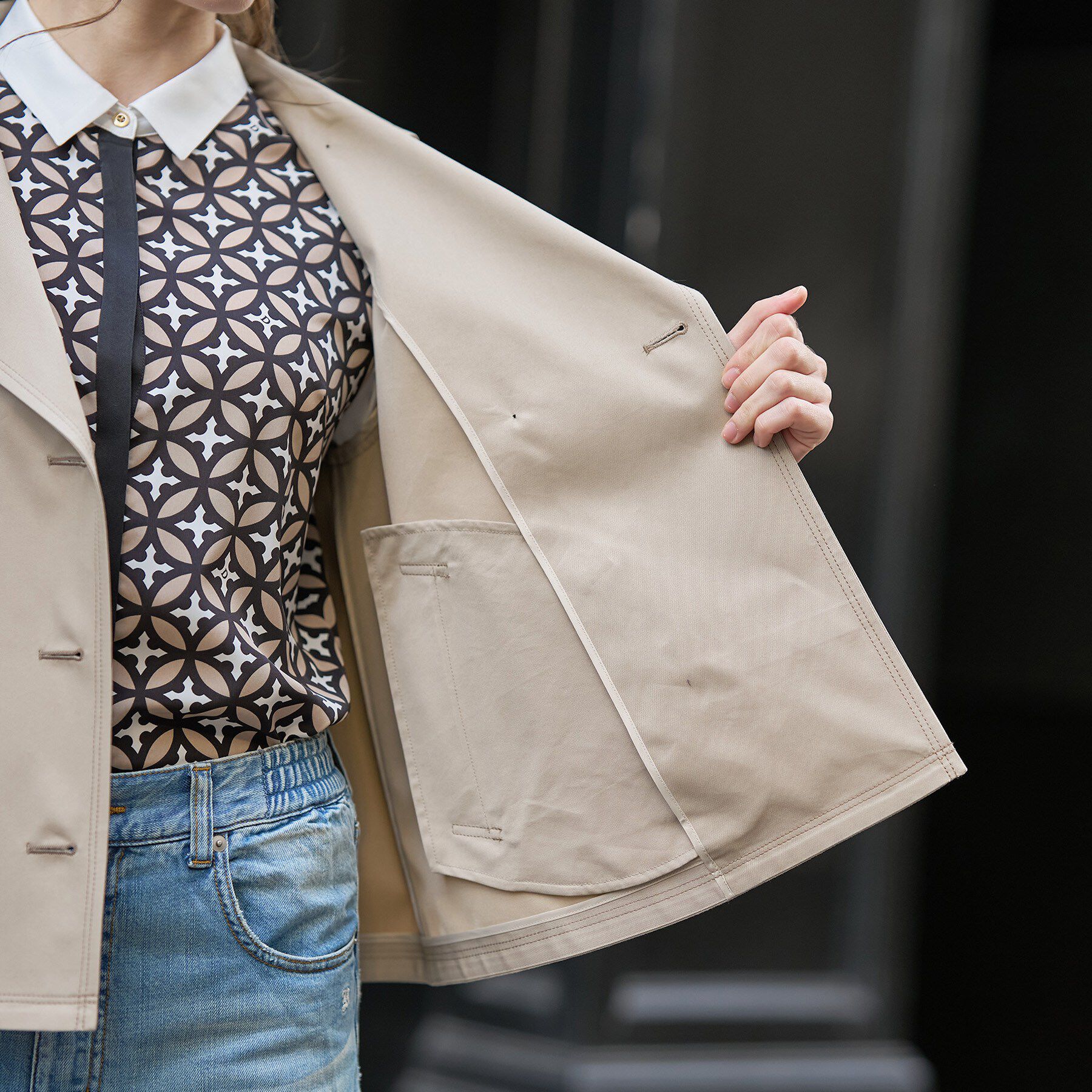 DRESSTERIOR「【撥水素材】Aラインショートトレンチジャケット」|トレンチコート|