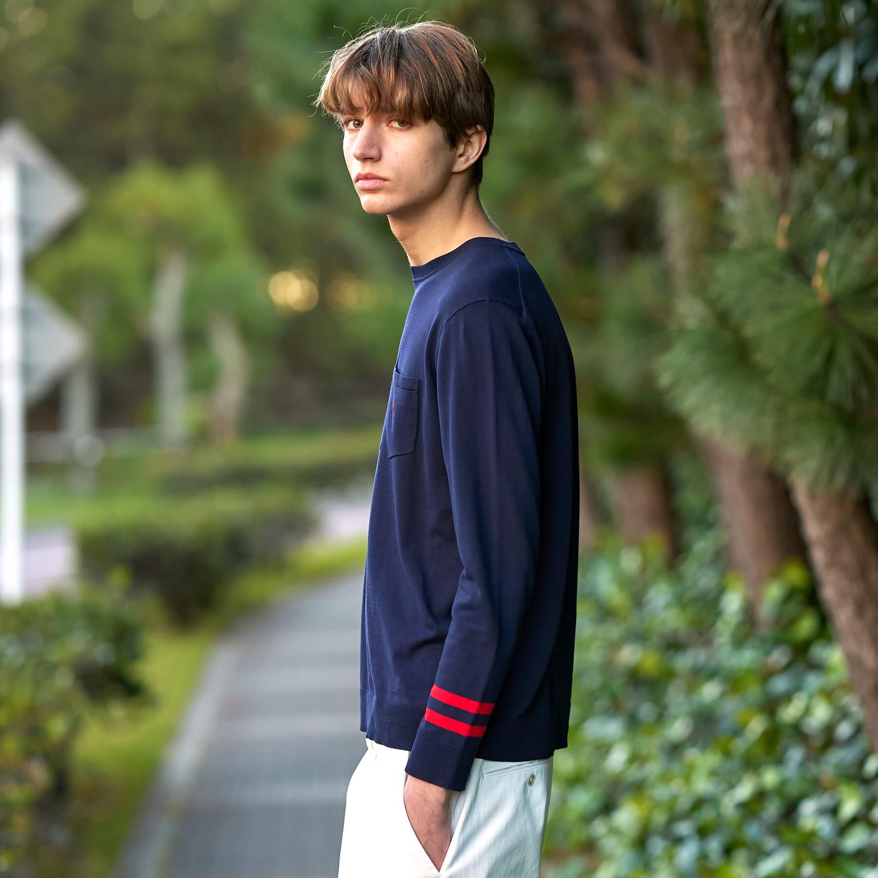 DRESSTERIOR「コットンシルク クルーニット」|ニット・セーター|