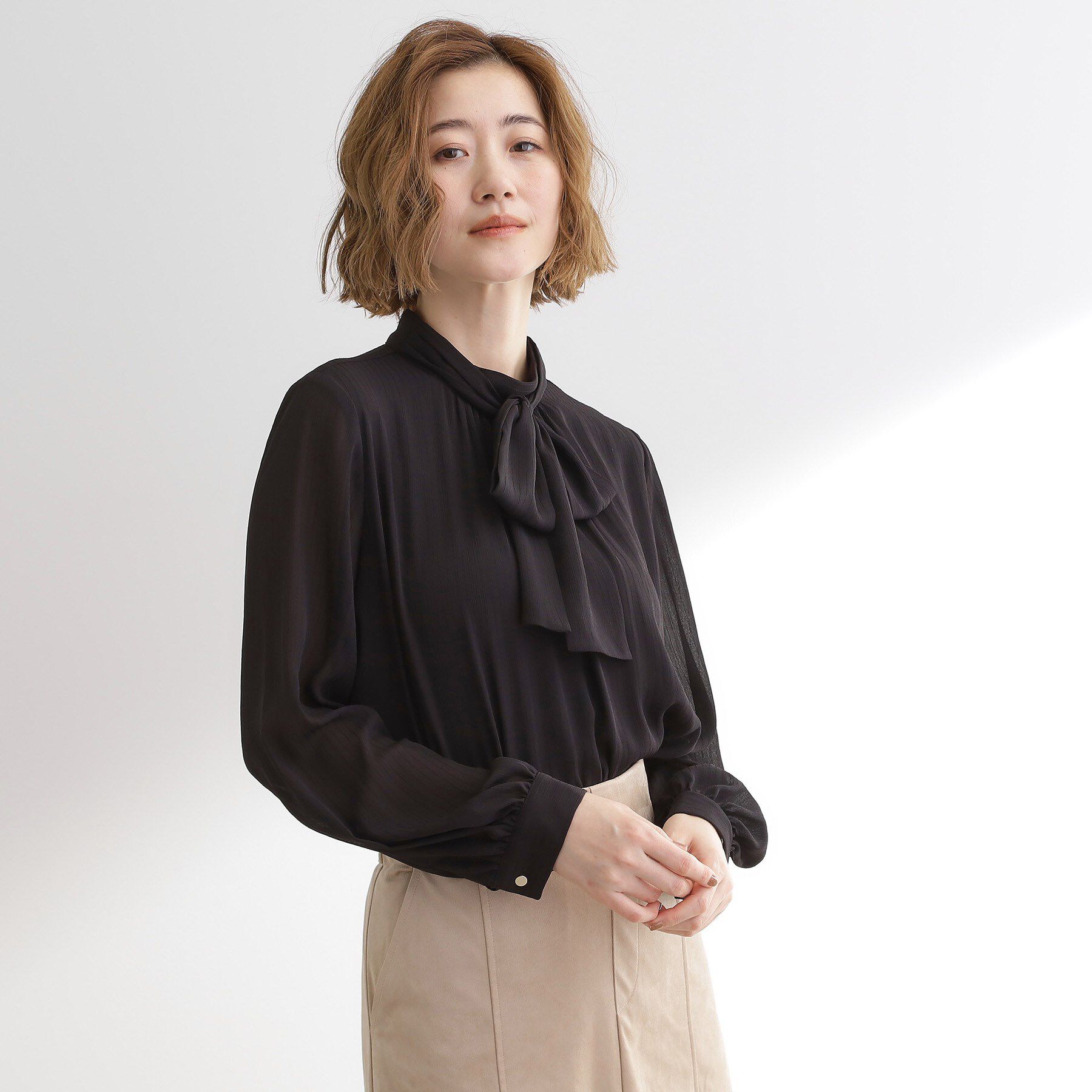 grove「シアーストライプボウタイブラウス」|シャツ・ブラウス|