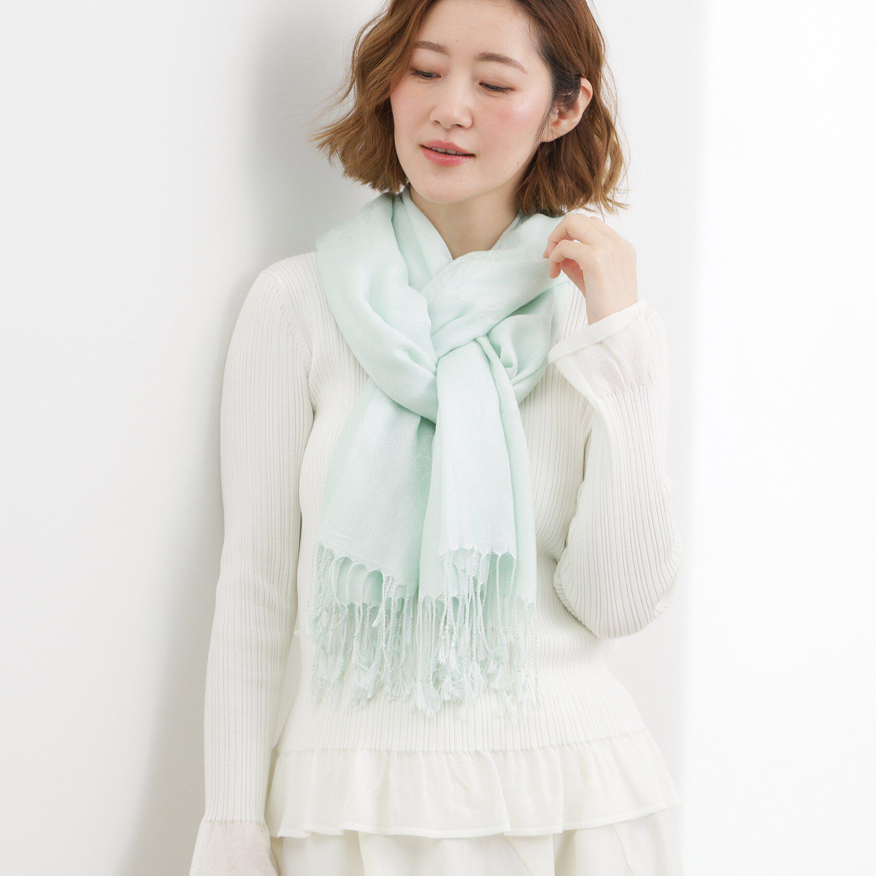 grove「【手洗い・UVカット】ダマスク柄ジャカードストール」|ストール|