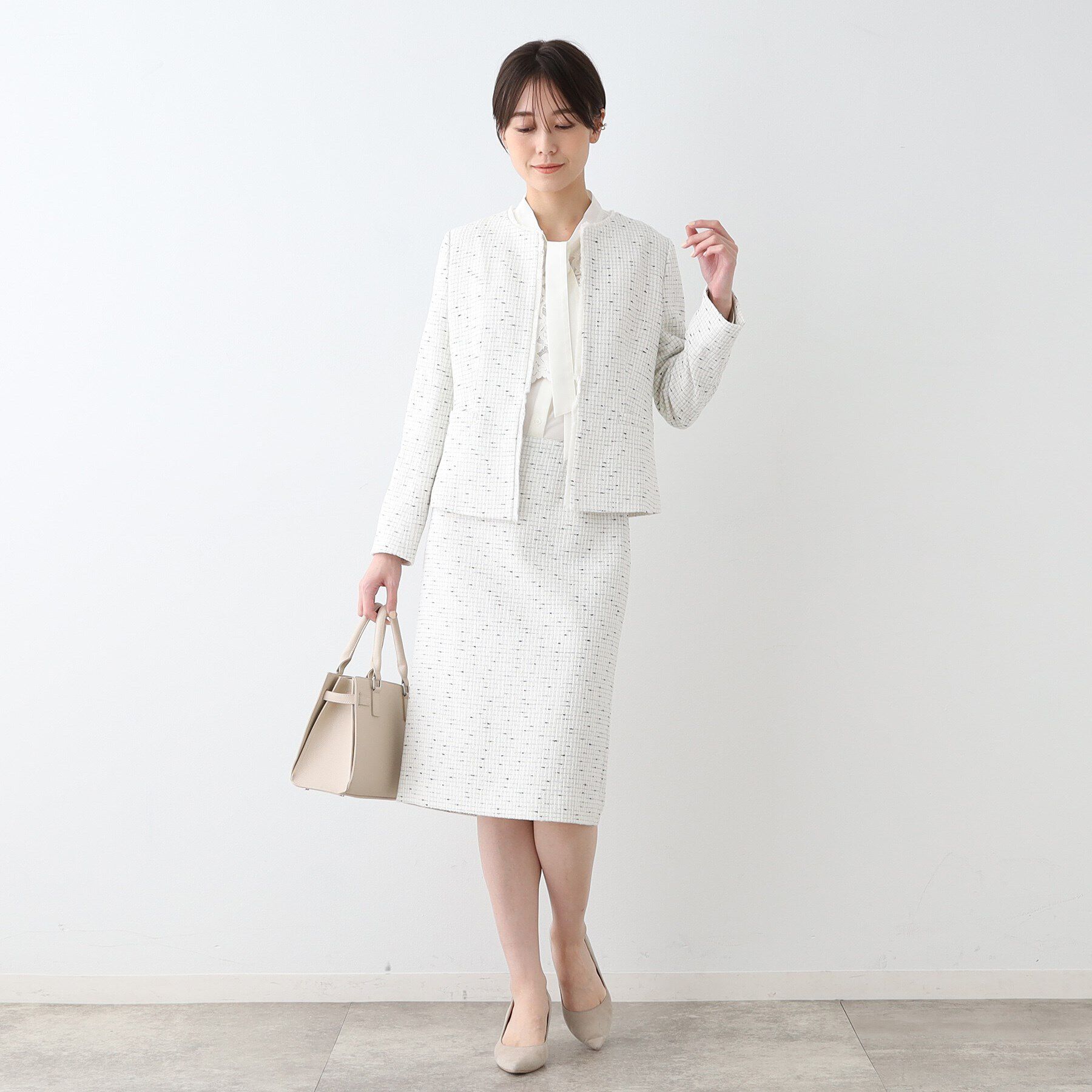 INDIVI「【日本製／オリジナル素材】ツィードスカート」|スーツ|