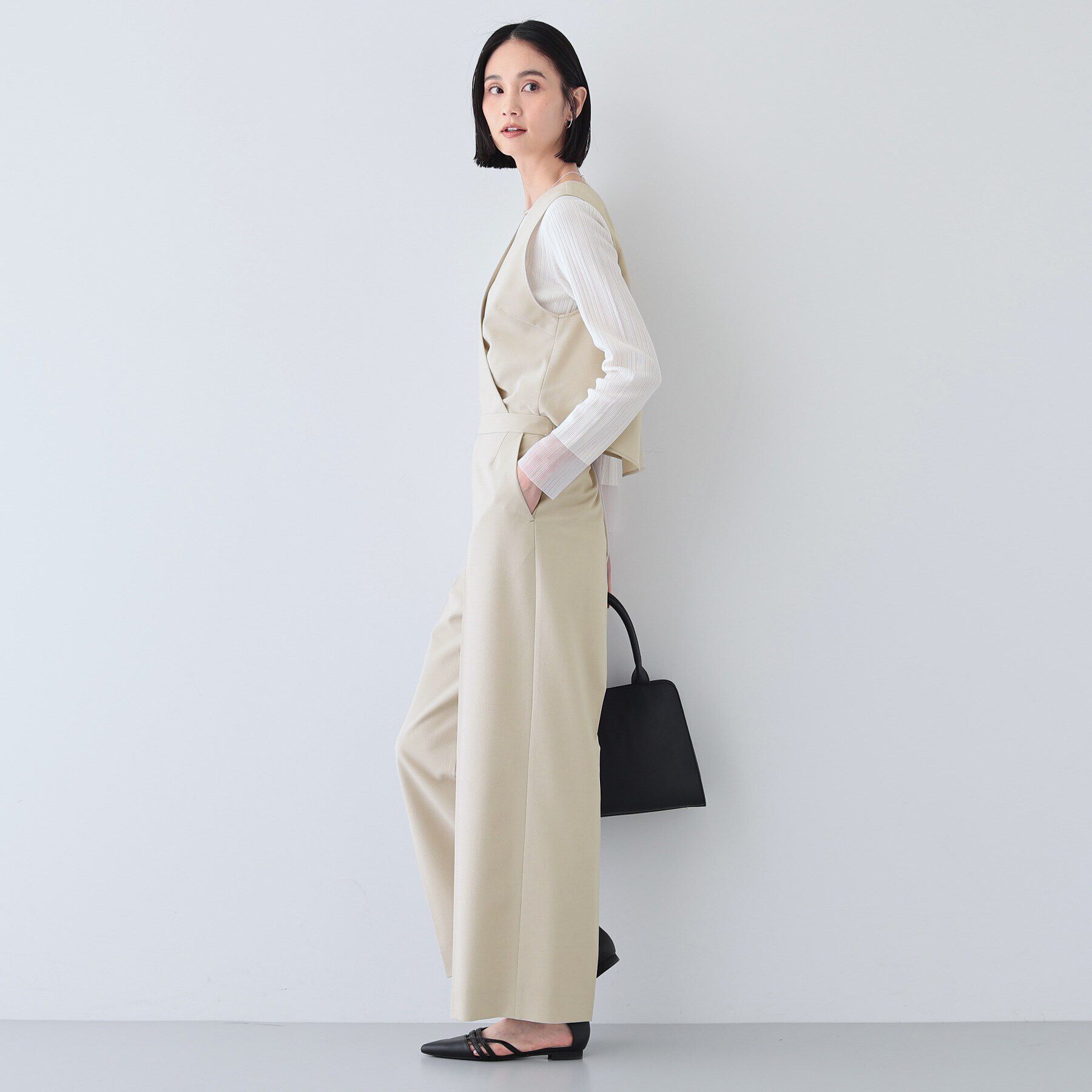 INDIVI「【洗える／2WAY】リネンライクサロペット」|オールインワン|