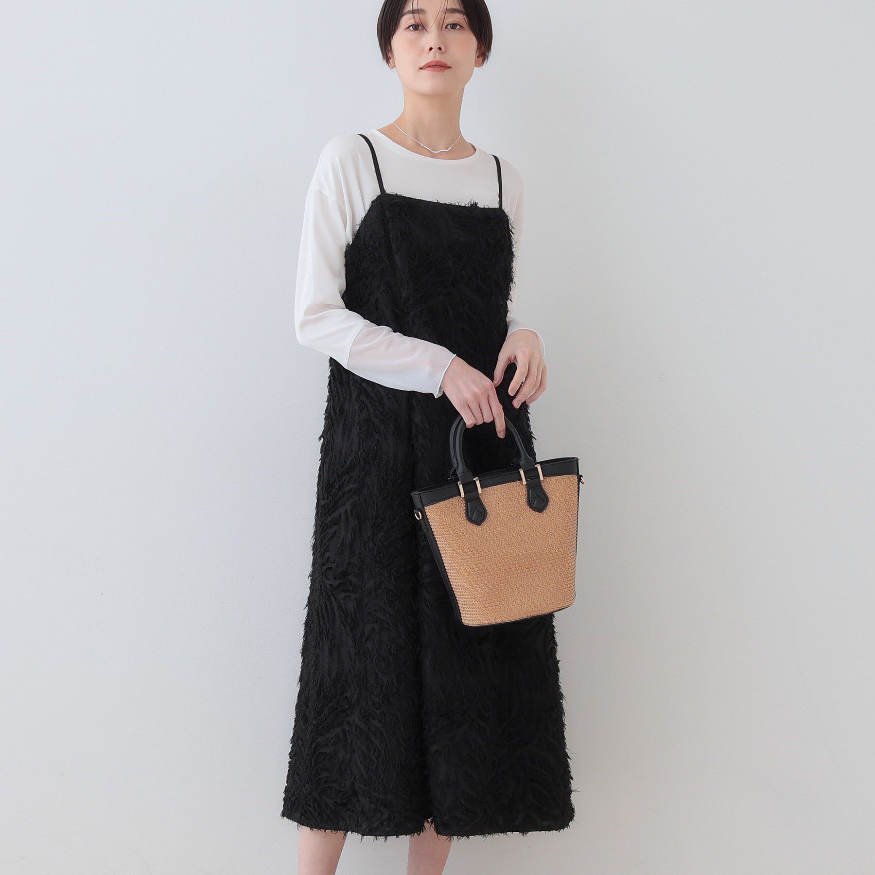 INDIVI「【トレンド素材】シアーカットジャカード キャミワンピース」|ワンピース|