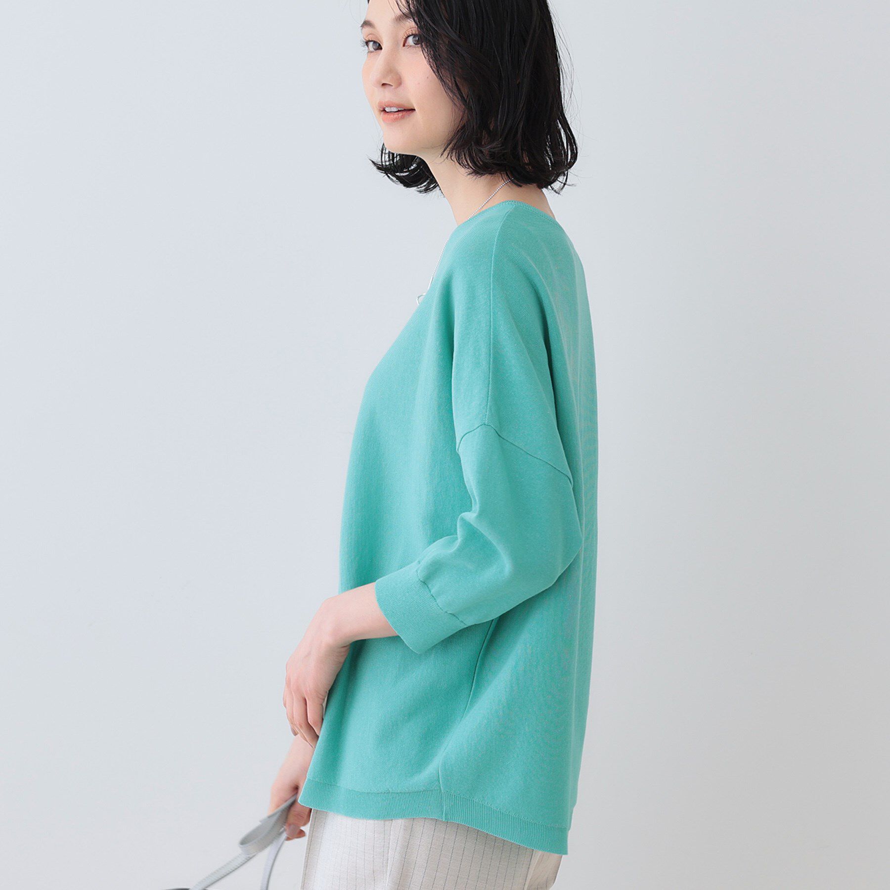 INDIVI「【洗える】コットンリネン ドルマンニット」|ニット・セーター|