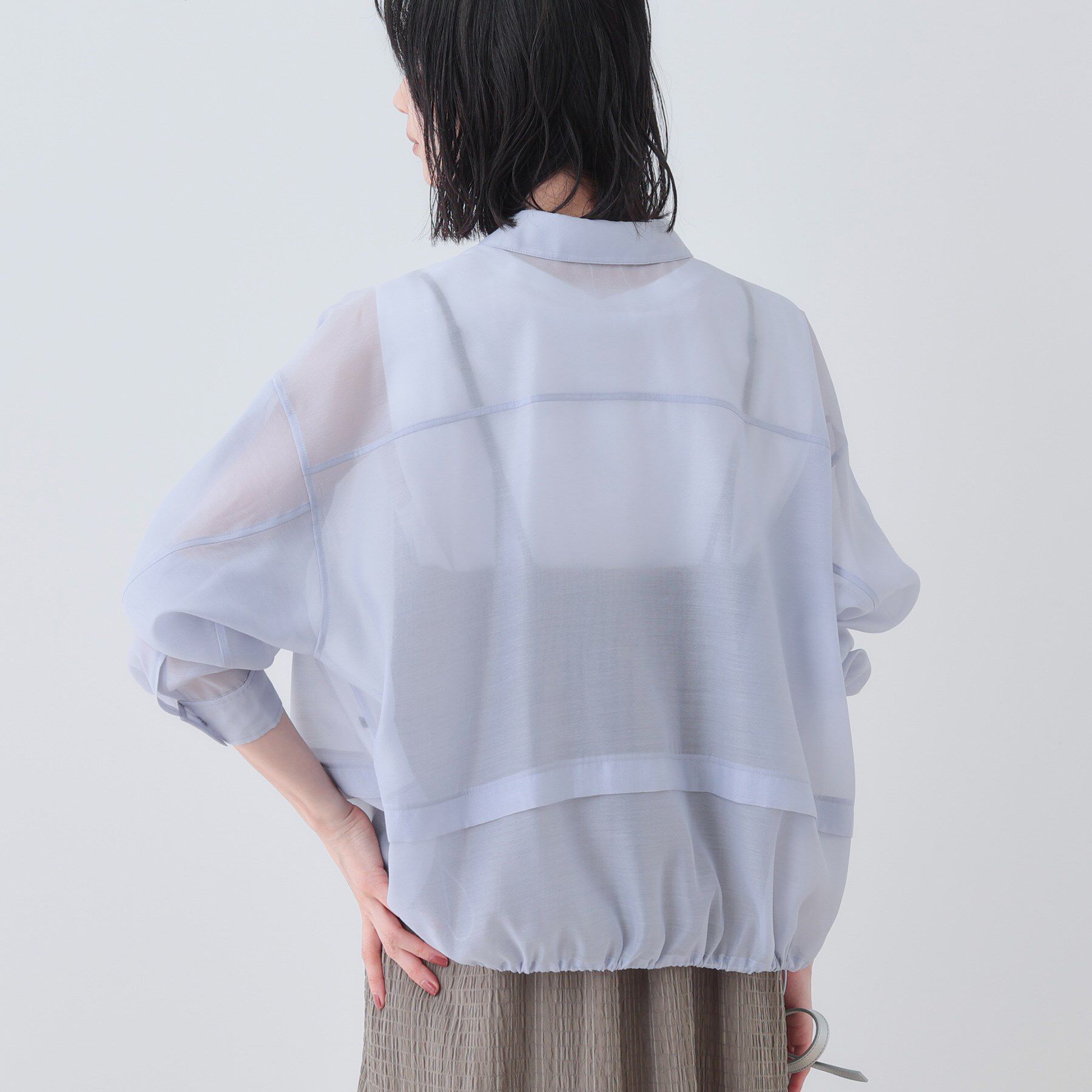 INDIVI「【洗える／ドロスト付】トレンドシアーシャツ」|シャツ・ブラウス|