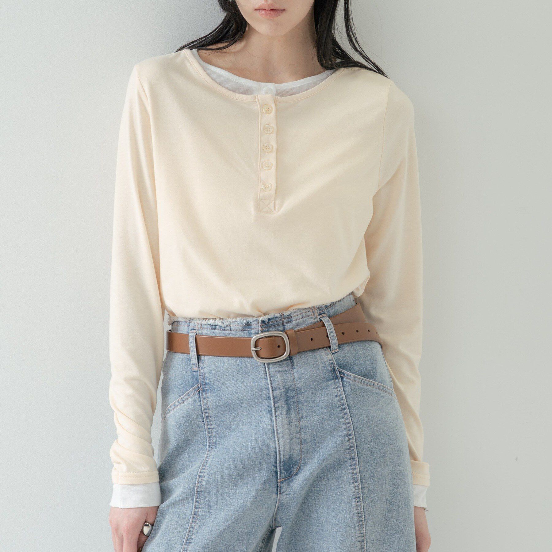 GALLEST「バイカラーヘンリーネックカットソー」|Tシャツ・カットソー|