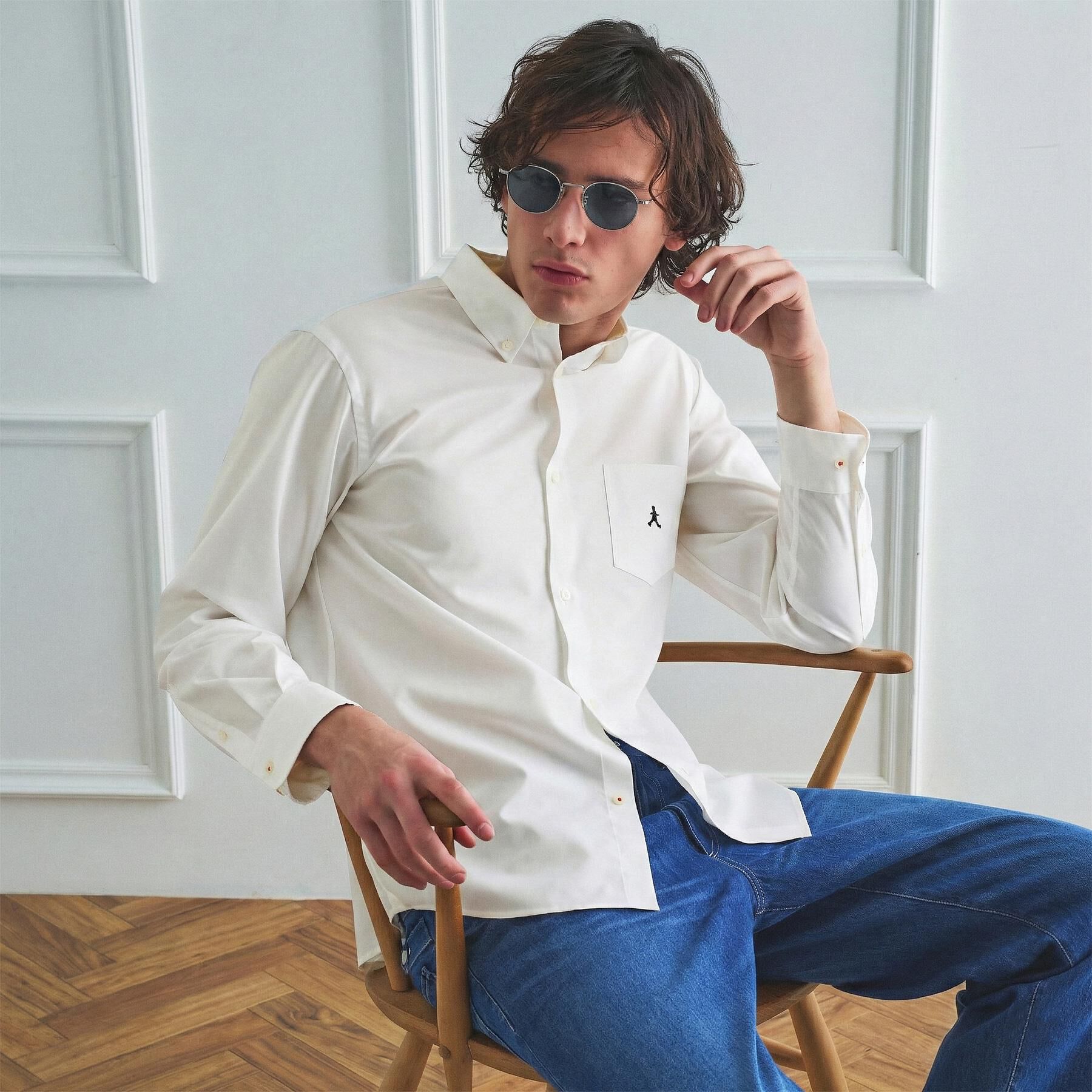 TAKEO KIKUCHI「【BOWLER HAT LABEL】ボーラーハットウォーカー刺繍 ボタンダウンシャツ」|シャツ・ブラウス|ホワイト(001)