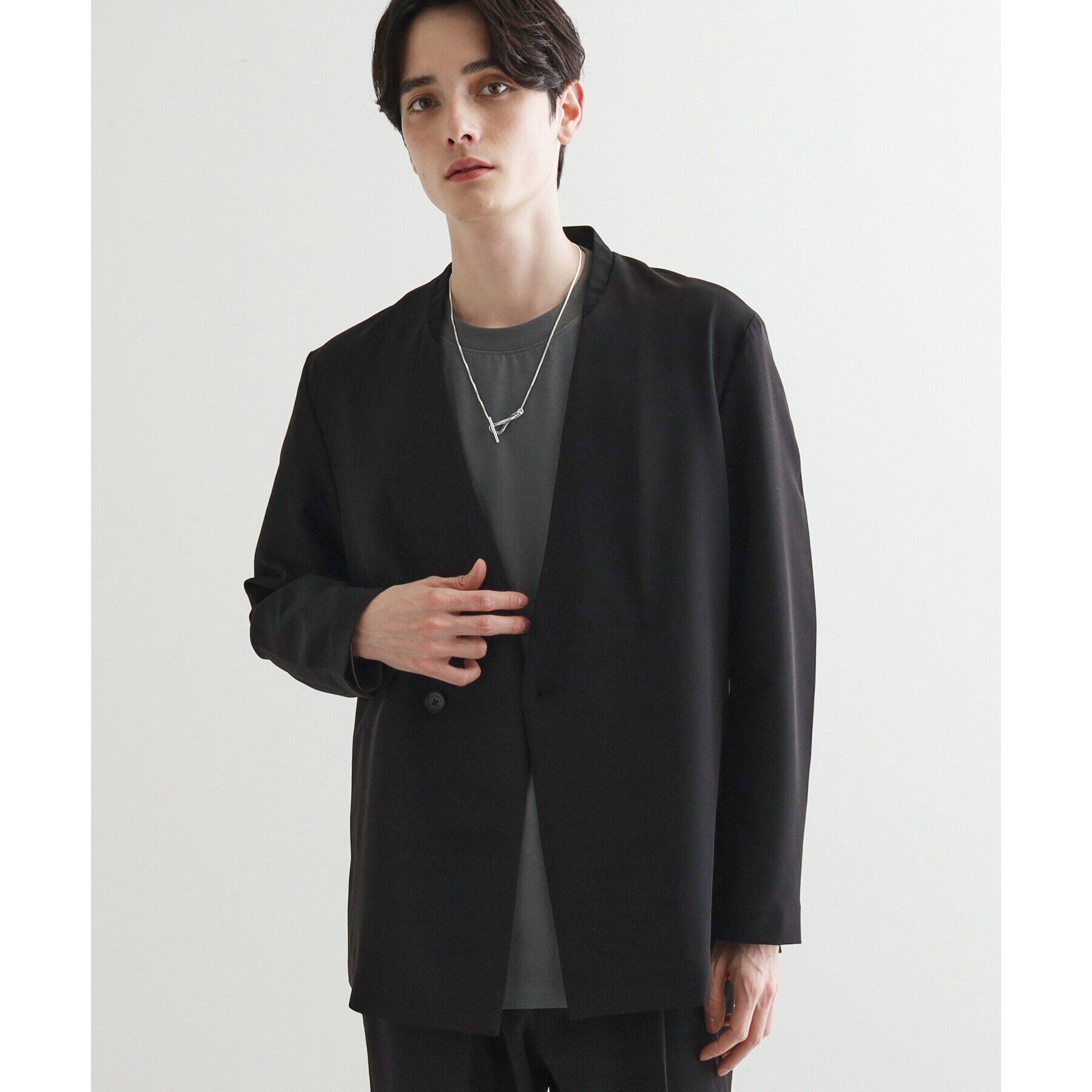tk.TAKEO KIKUCHI「360度ストレッチノーカラージャケット（セットアップ対応）」|ノーカラージャケット|