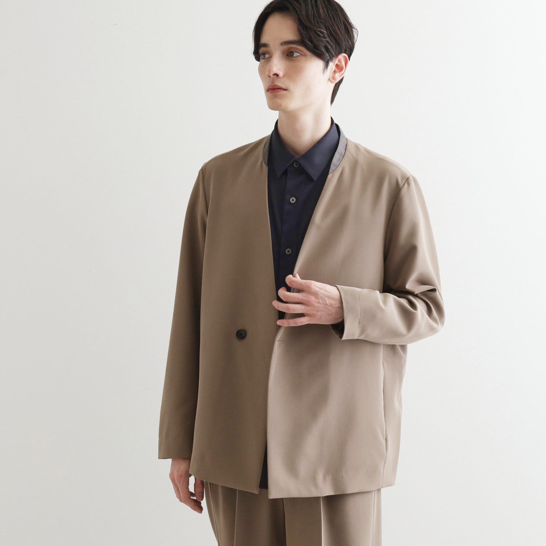 tk.TAKEO KIKUCHI「360度ストレッチノーカラージャケット（セットアップ対応）」|ノーカラージャケット|