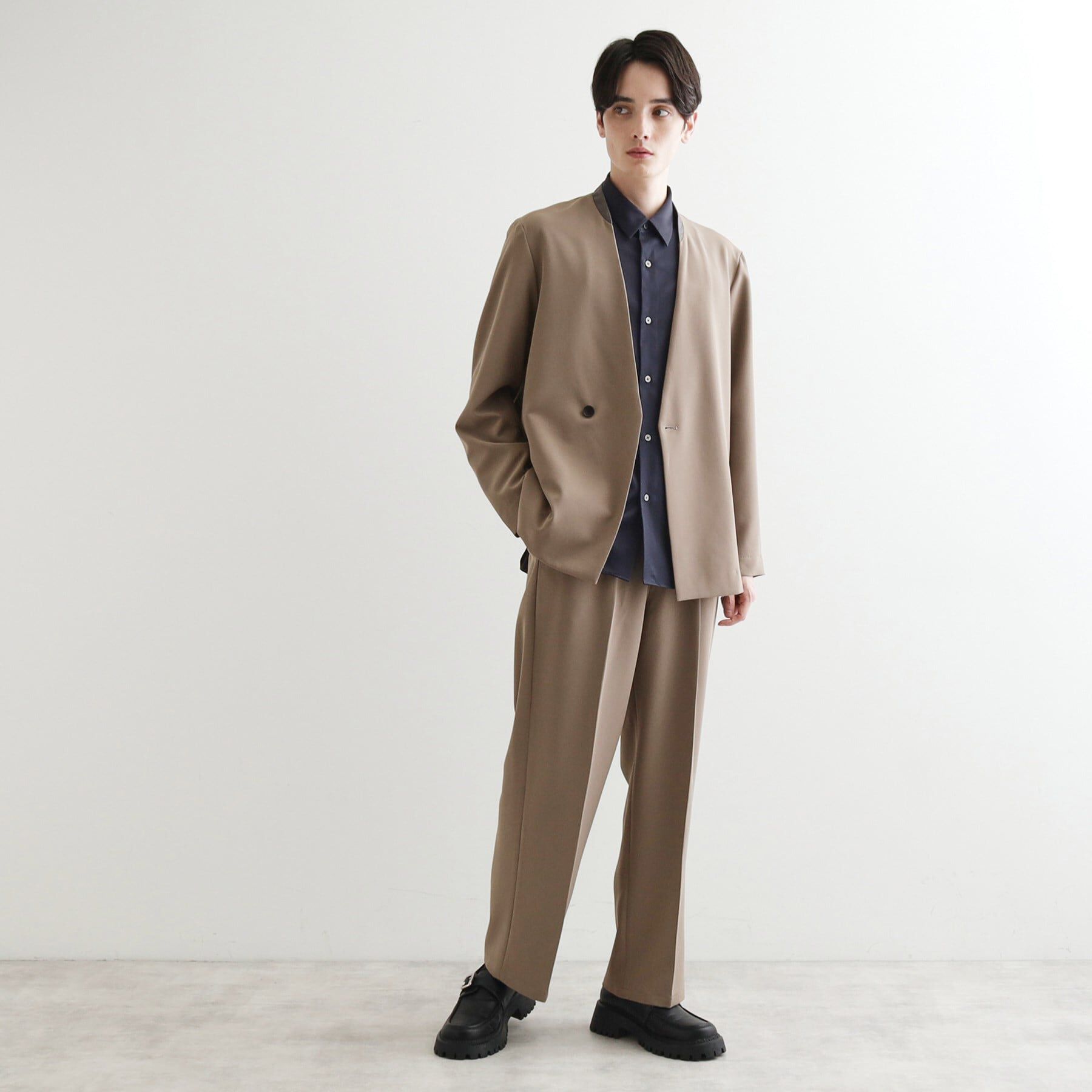 tk.TAKEO KIKUCHI「360度ストレッチノーカラージャケット（セットアップ対応）」|ノーカラージャケット|