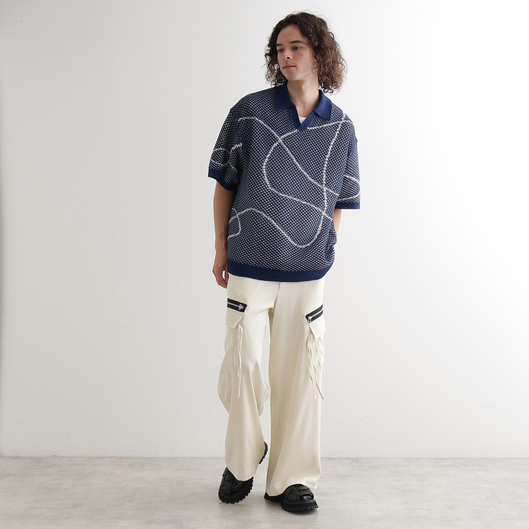 tk.TAKEO KIKUCHI「ラインアートニットポロ」|ニット・セーター|