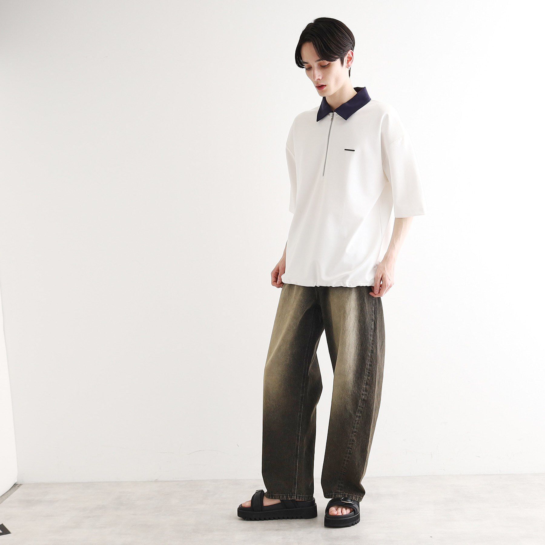 tk.TAKEO KIKUCHI「配色ハーフジップポロシャツ」|ポロシャツ|