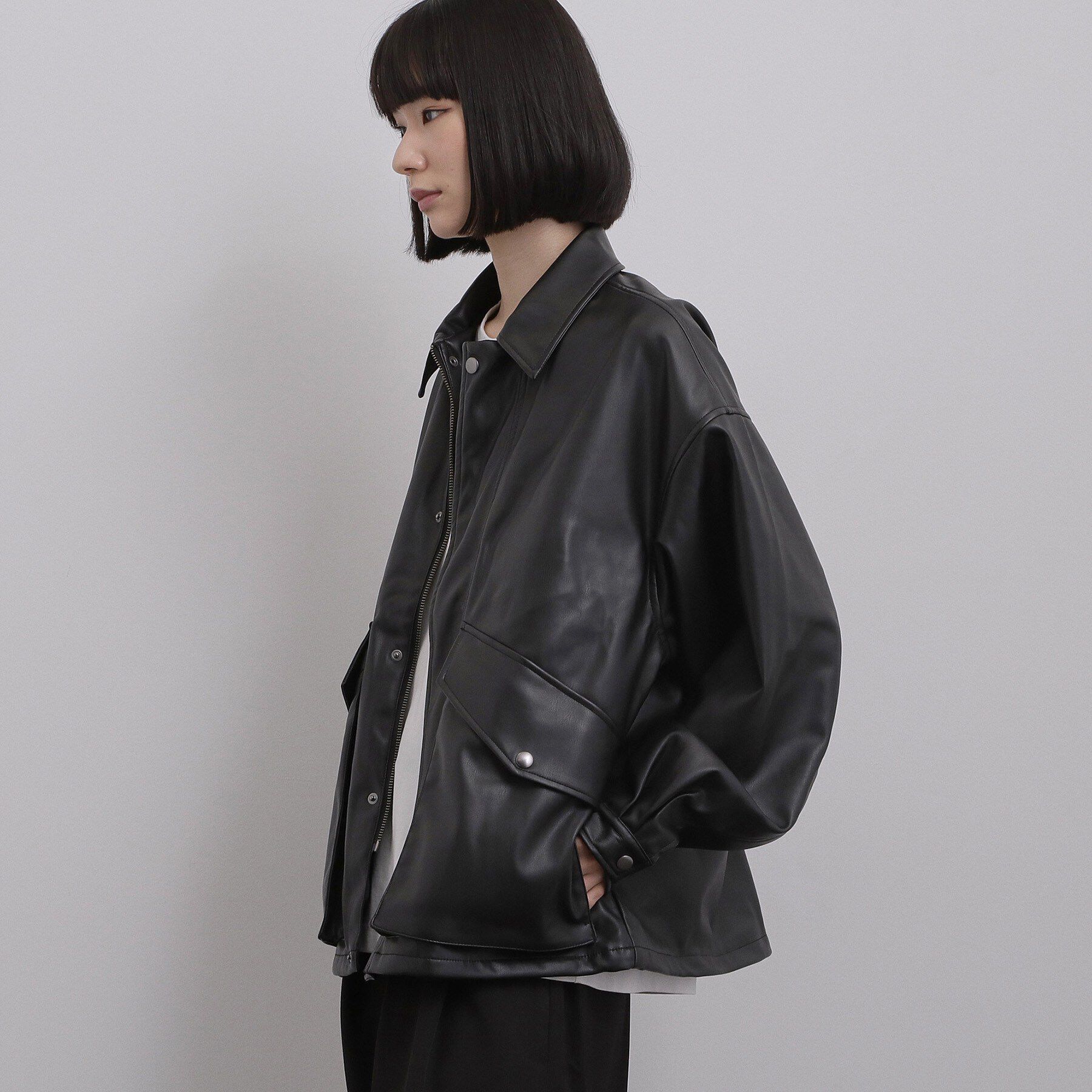 tk.TAKEO KIKUCHI「シンセティックレザーフライトジャケット」|ブルゾン・スタジャン|