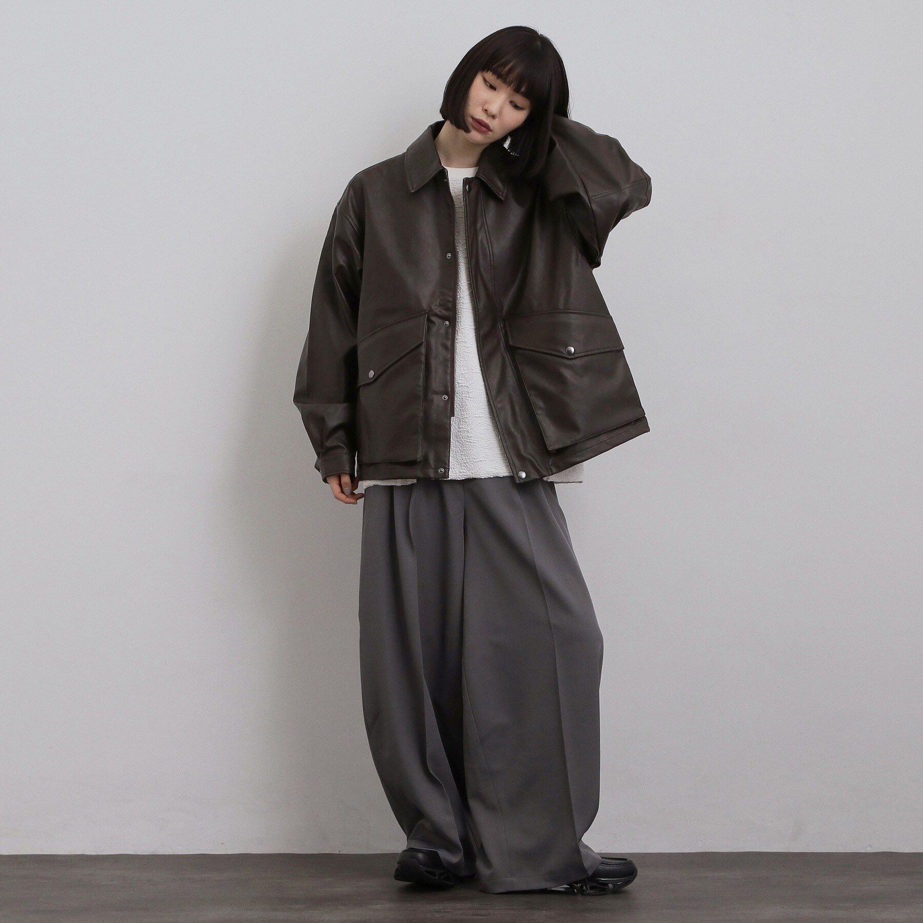 tk.TAKEO KIKUCHI「シンセティックレザーフライトジャケット」|ブルゾン・スタジャン|