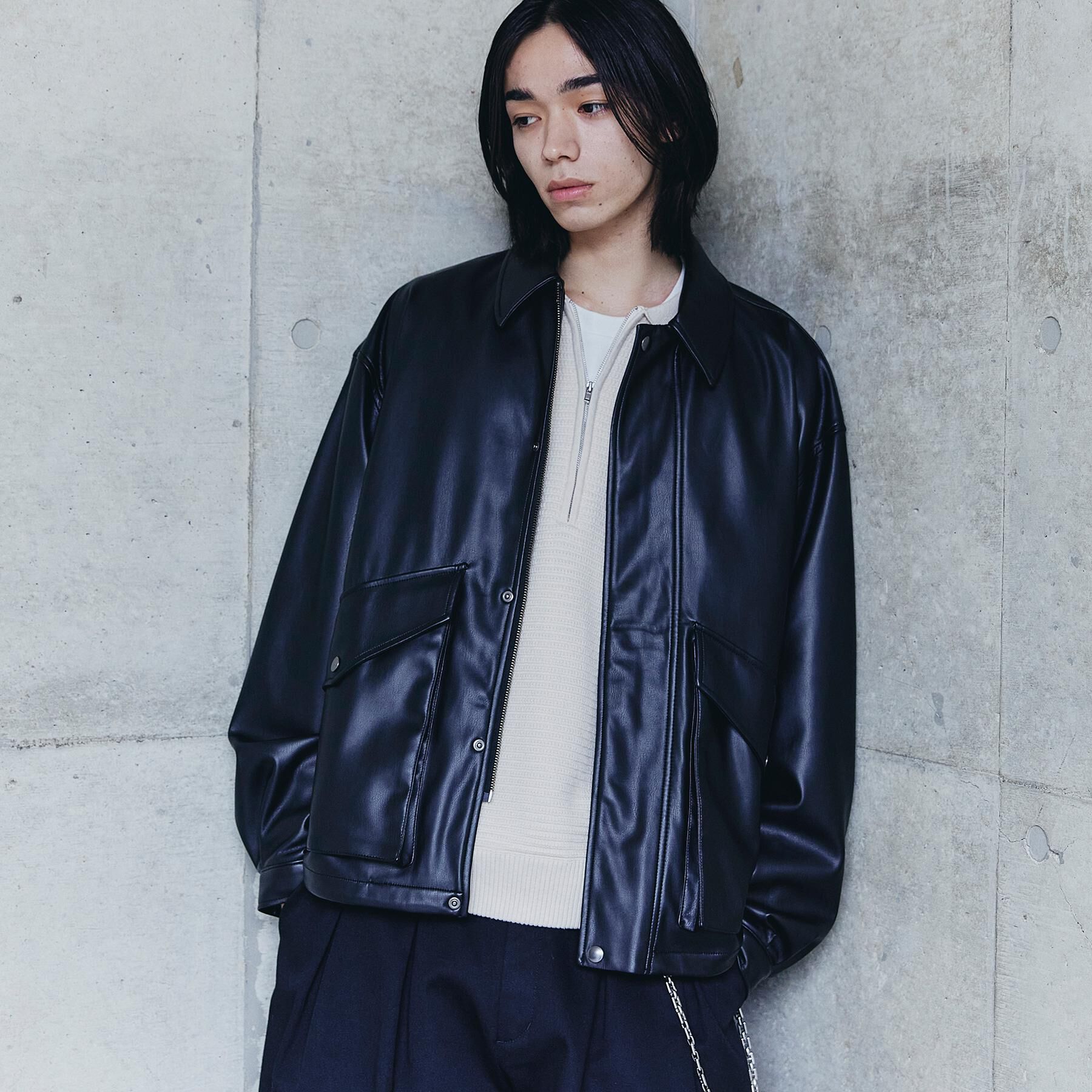tk.TAKEO KIKUCHI「シンセティックレザーフライトジャケット」|ブルゾン・スタジャン|