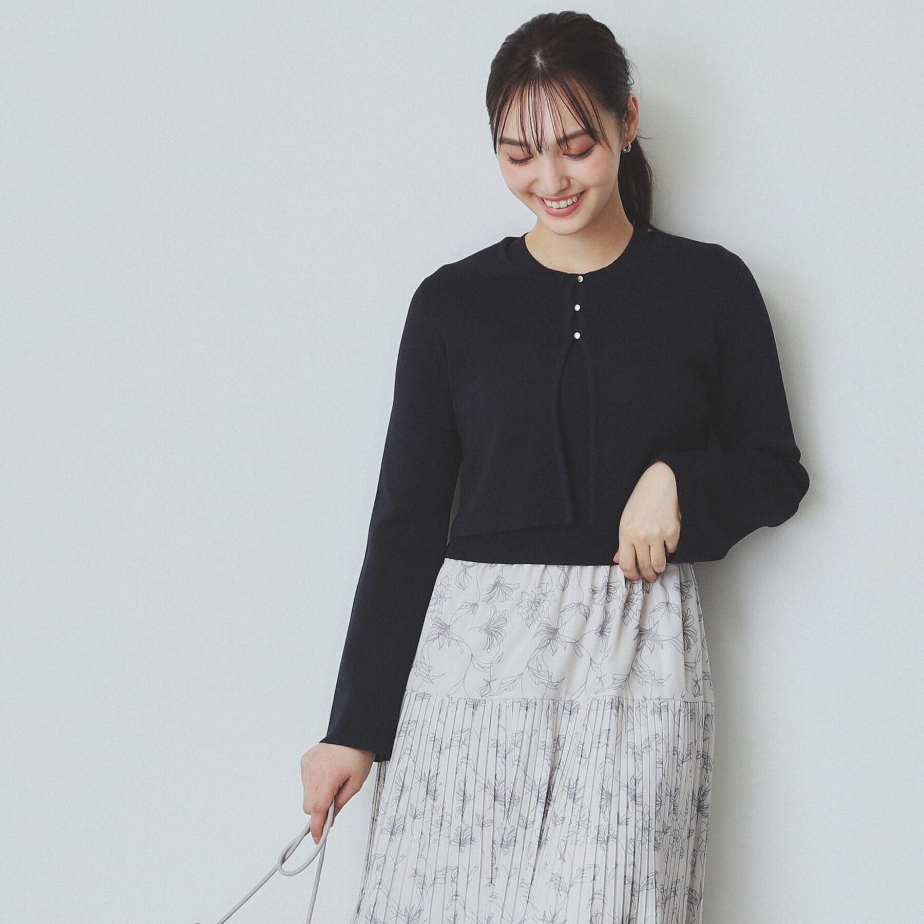 index「《ツインセット》カーディガン&times;ニットドッキングワンピース【洗濯機洗い可】」|スーツ|