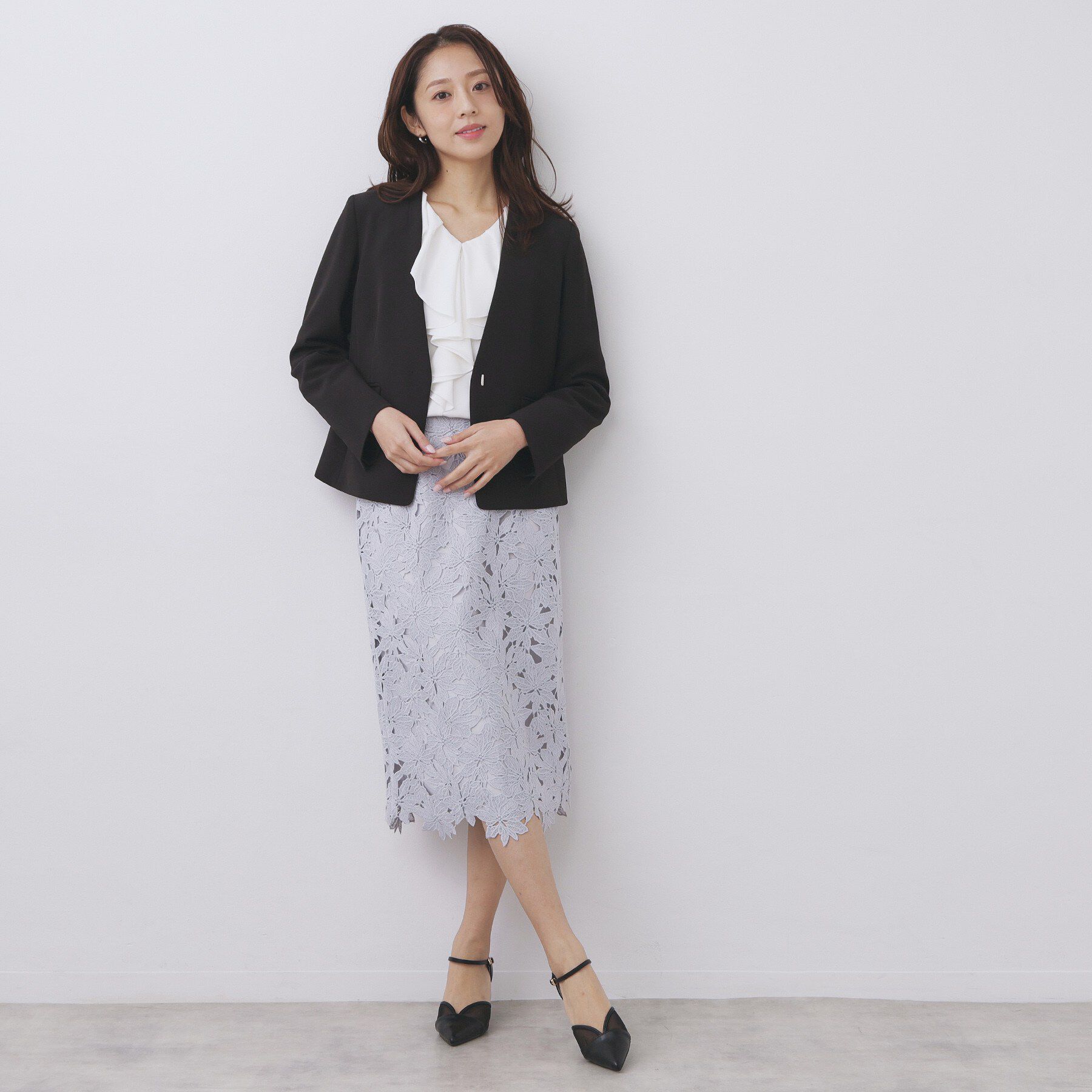 index「ストレッチノーカラージャケット/セットアップ対応【洗濯機OK/防シワ/イージーアイロン】」|ノーカラージャケット|