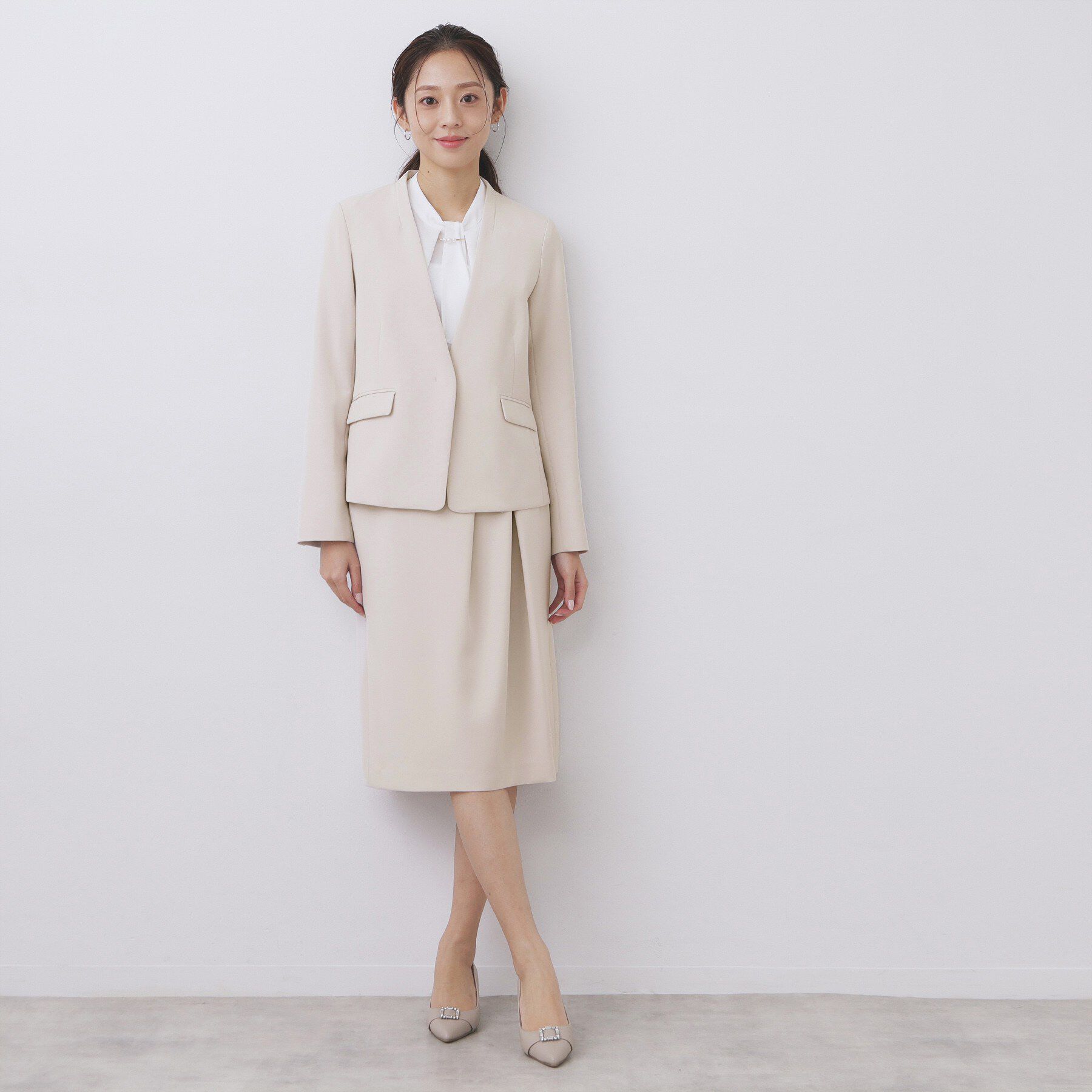 index「ストレッチノーカラージャケット/セットアップ対応【洗濯機OK/防シワ/イージーアイロン】」|ノーカラージャケット|