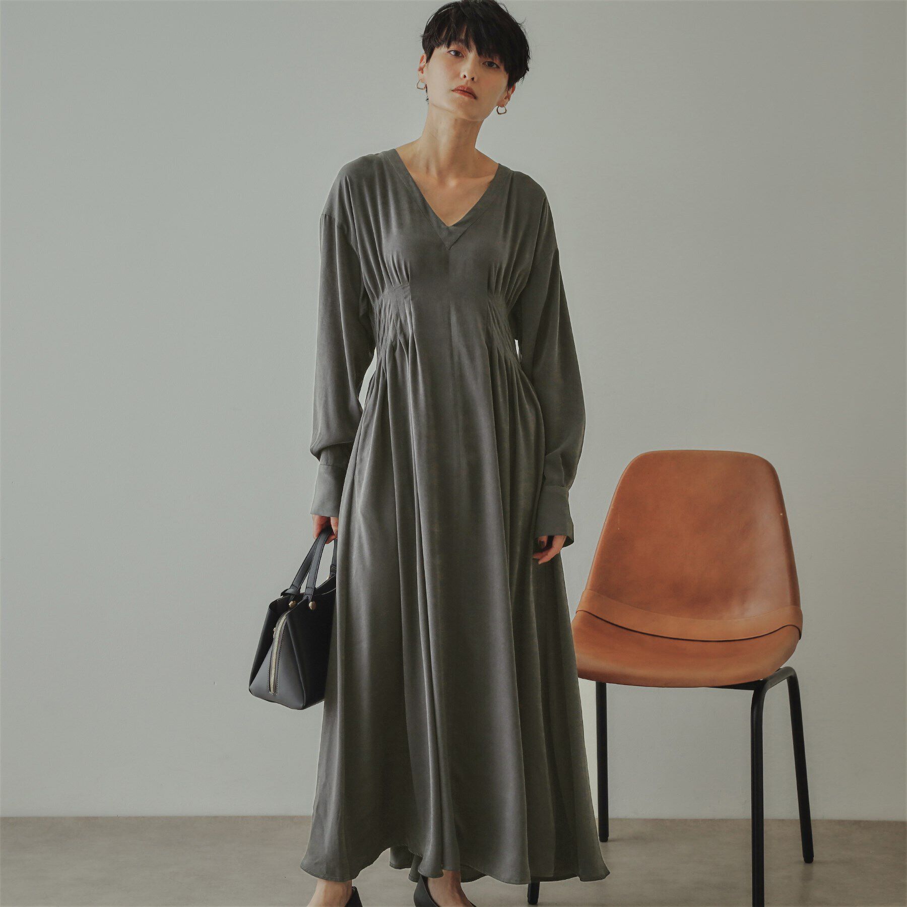 OPAQUE.CLIP「【大草直子さんコラボ】ウエストタックワンピース」|ワンピース|