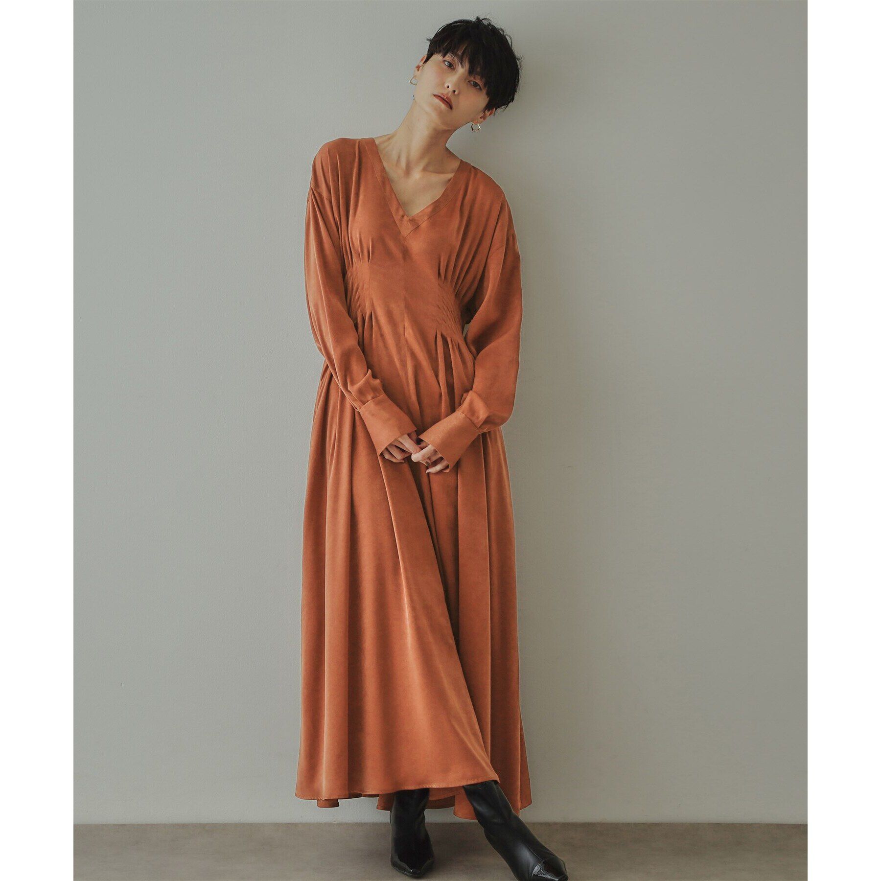 OPAQUE.CLIP「【大草直子さんコラボ】ウエストタックワンピース」|ワンピース|