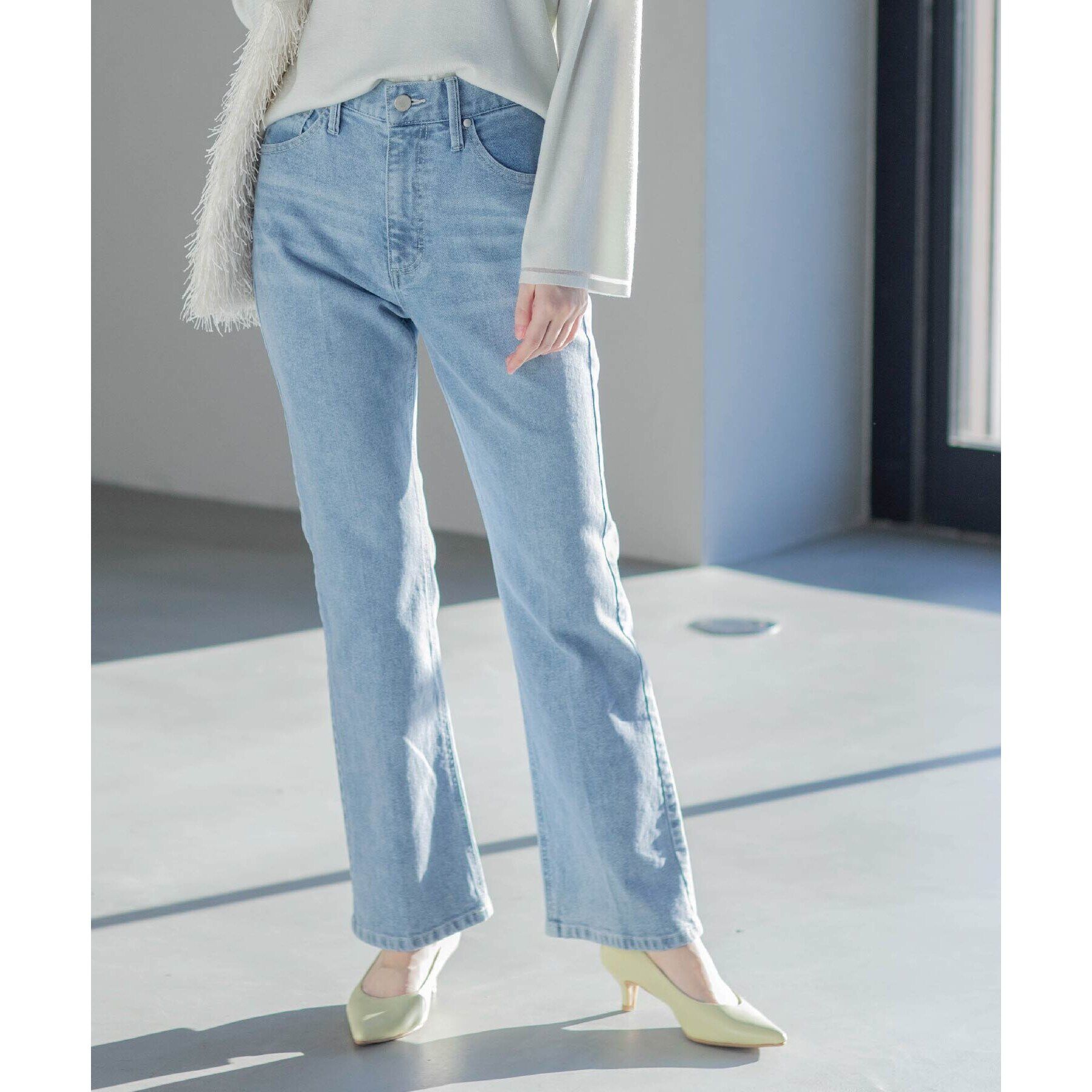 OPAQUE.CLIP「《SS-LLサイズ》ストレッチセミフレアデニム【洗濯機洗い可】」|デニム|