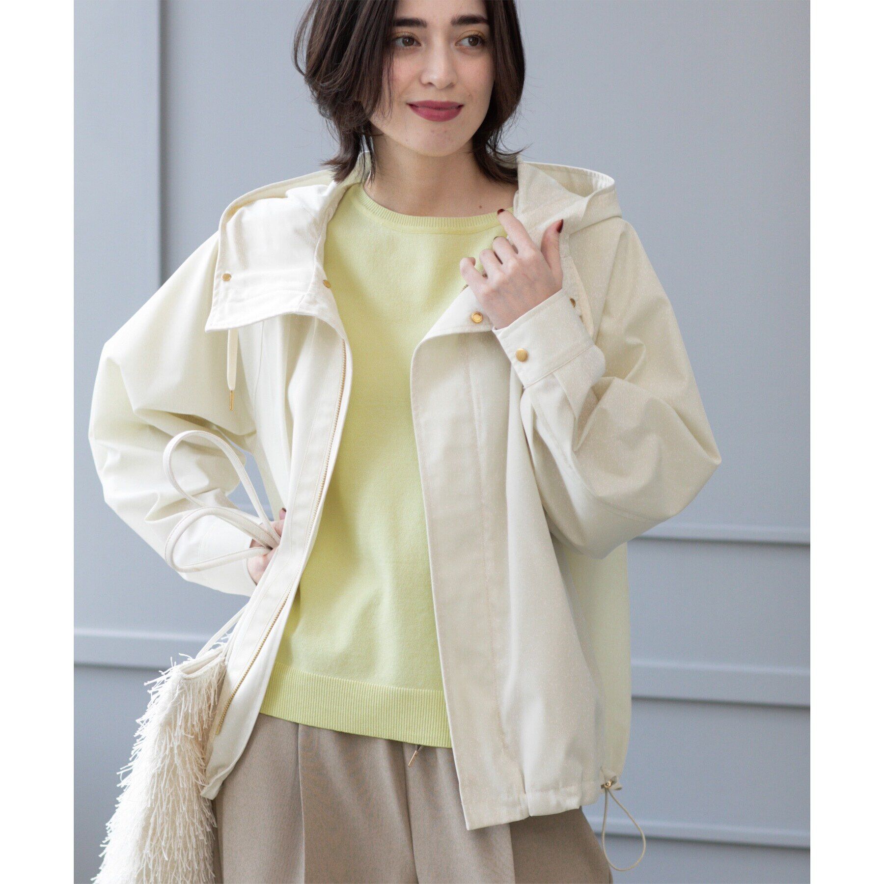 OPAQUE.CLIP「《SS-LLsize》撥水フードブルゾン【洗濯機洗い可/花粉対応】」|ブルゾン・スタジャン|アイボリー(004)