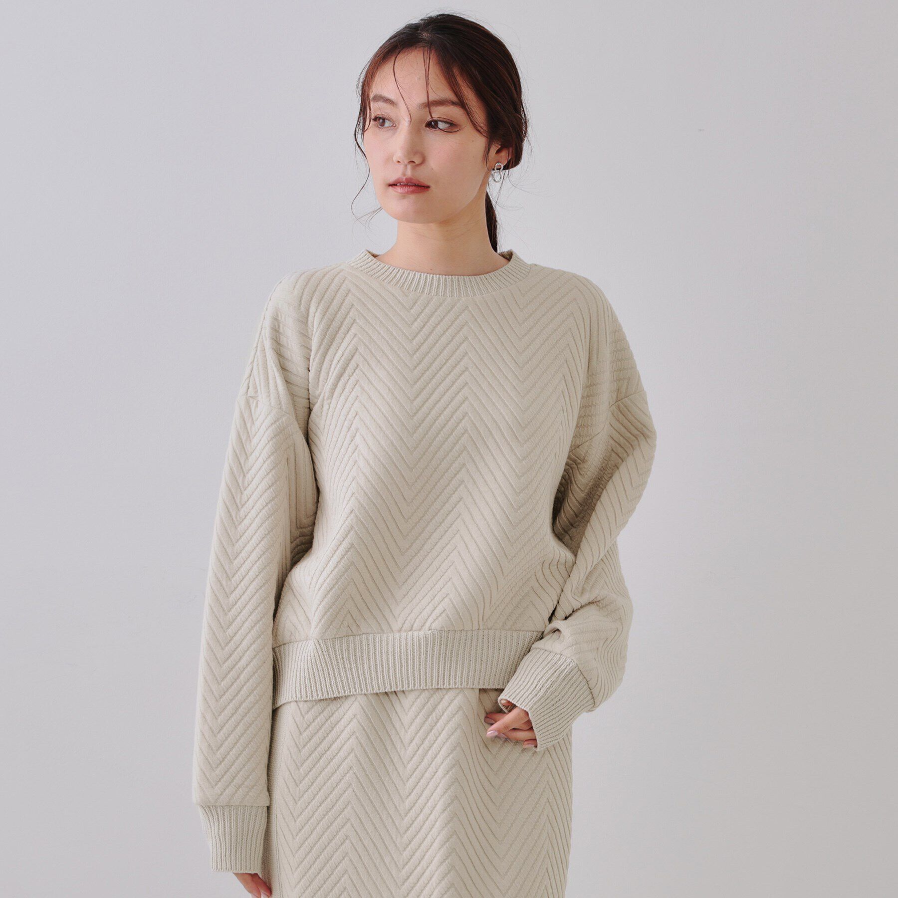 OPAQUE.CLIP「キルトジャカードトップス/セットアップ対応【洗濯機洗い可】」|Tシャツ・カットソー|