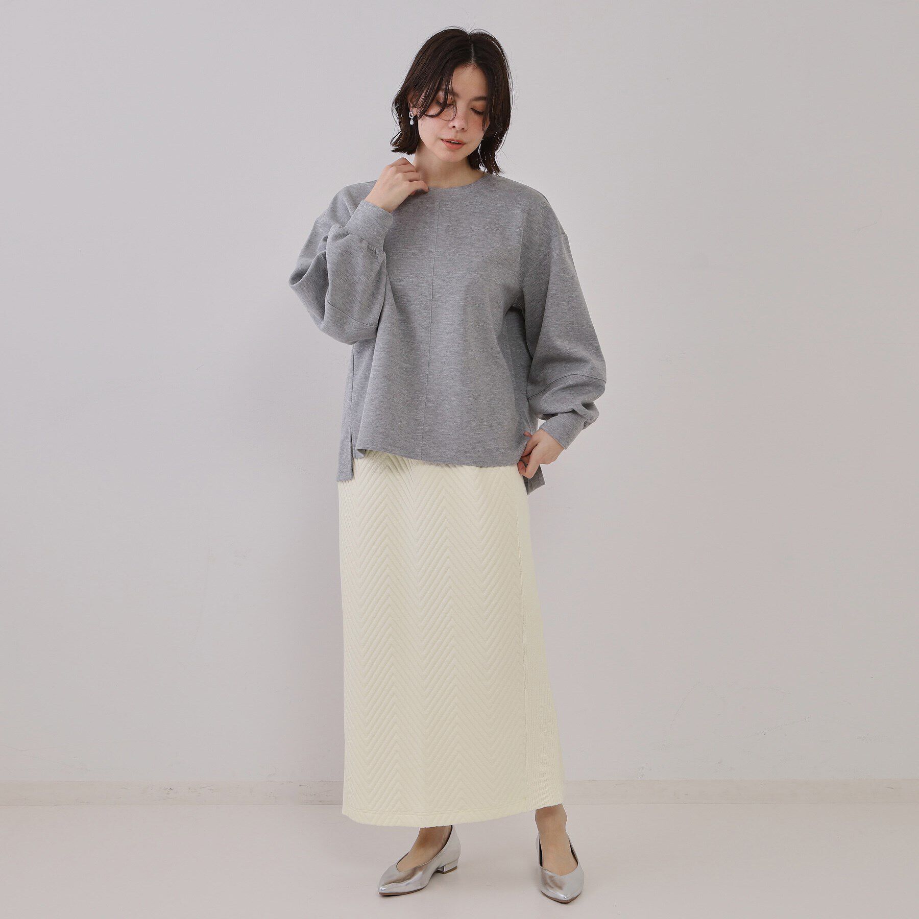 OPAQUE.CLIP「キルトジャカードナロースカート/セットアップ対応【洗濯機洗い可】」|スカート|