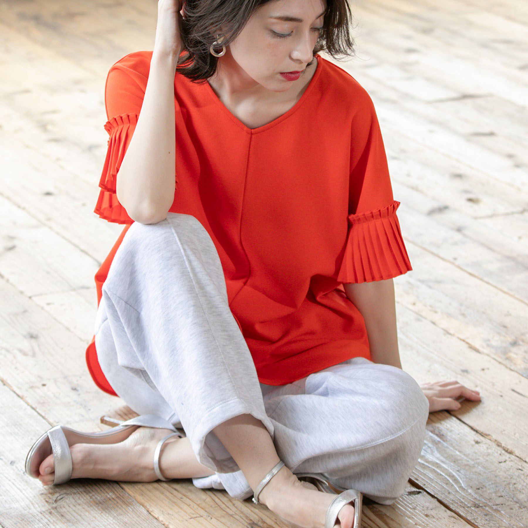 OPAQUE.CLIP「袖プリーツドッキングプルオーバー」|Tシャツ・カットソー|