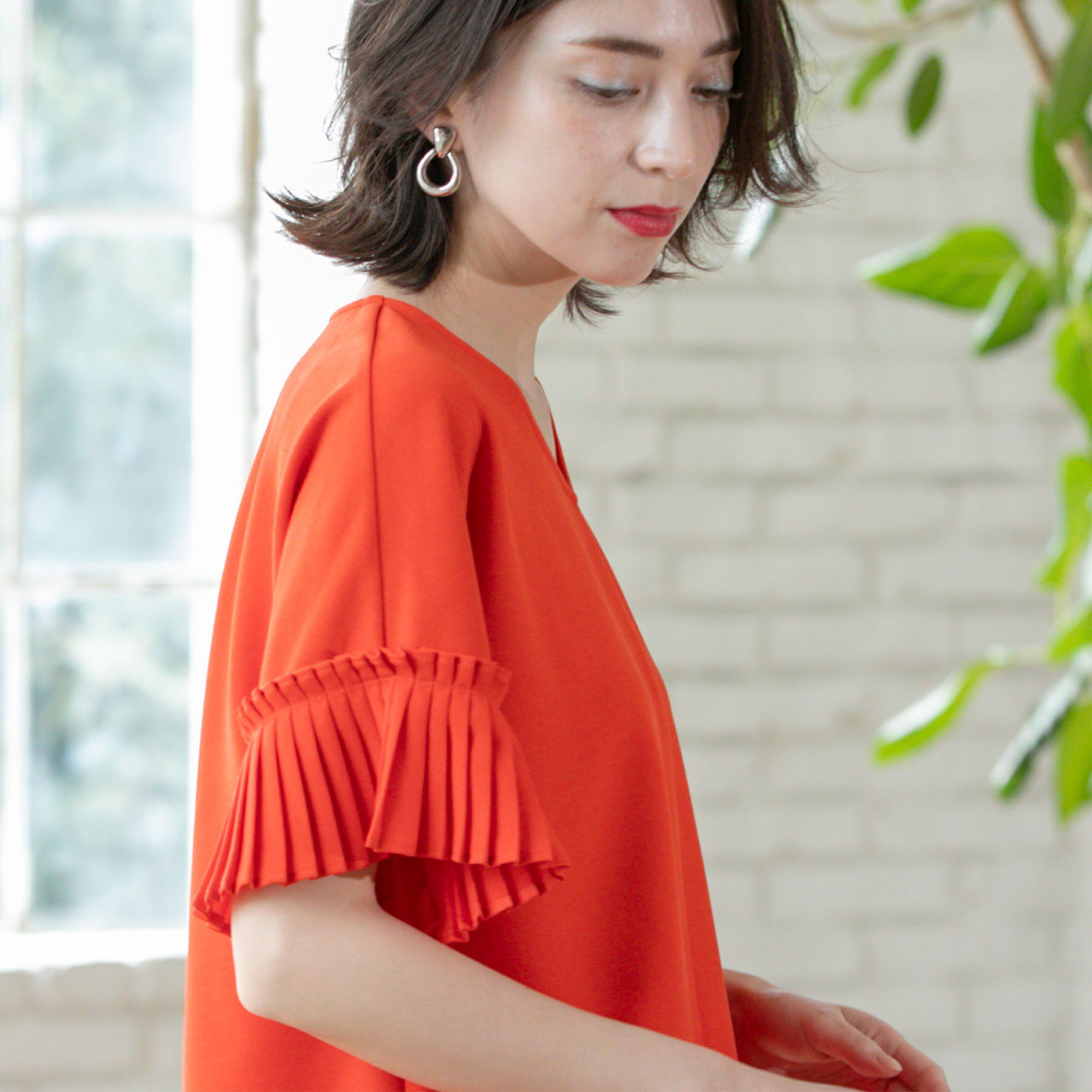 OPAQUE.CLIP「袖プリーツドッキングプルオーバー」|Tシャツ・カットソー|