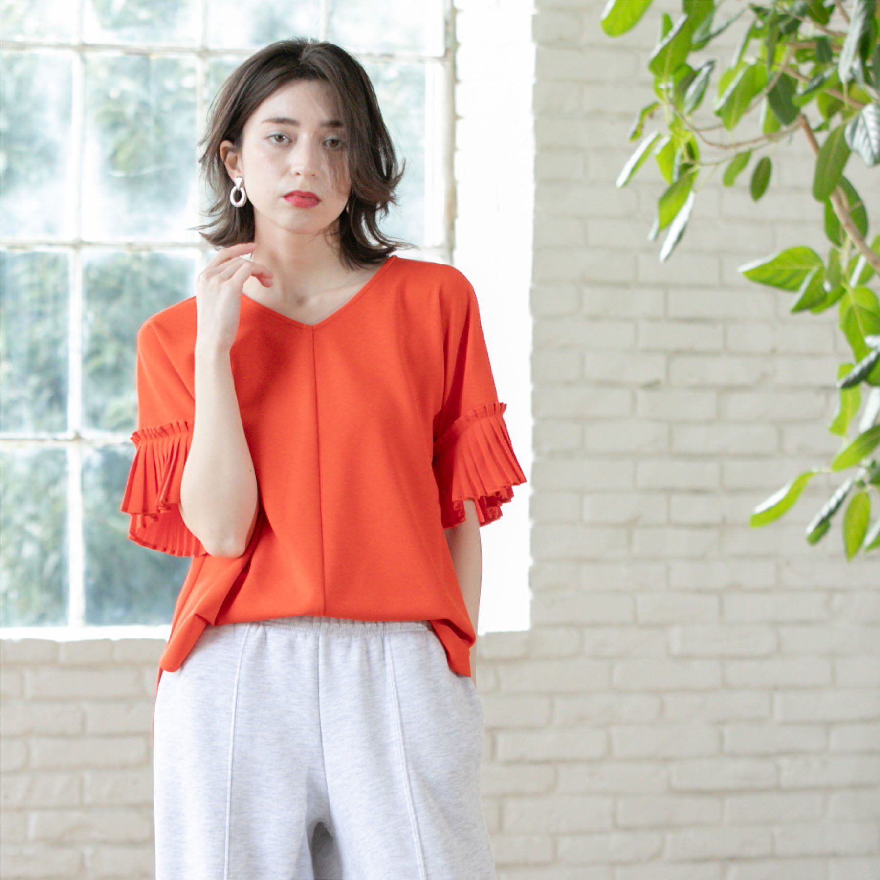 OPAQUE.CLIP「袖プリーツドッキングプルオーバー」|Tシャツ・カットソー|