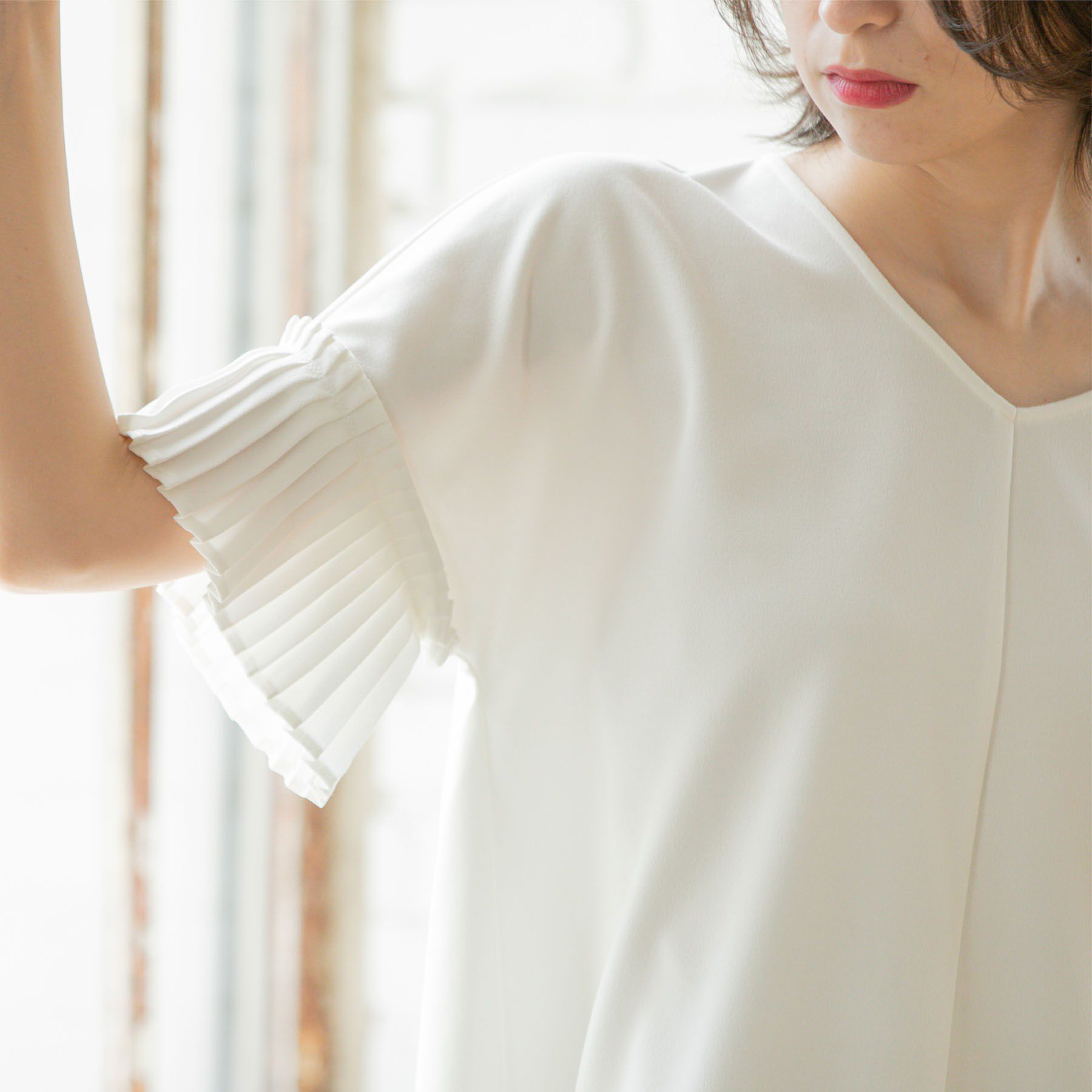 OPAQUE.CLIP「袖プリーツドッキングプルオーバー」|Tシャツ・カットソー|